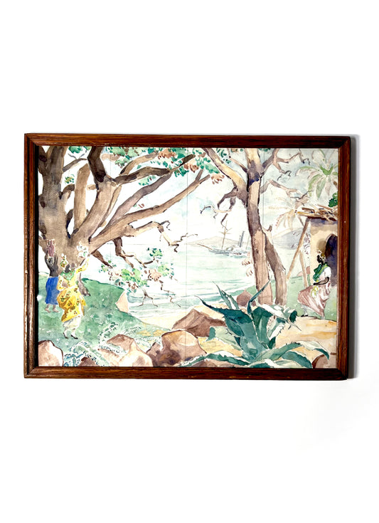 Agave Beach Watercolor Painting
