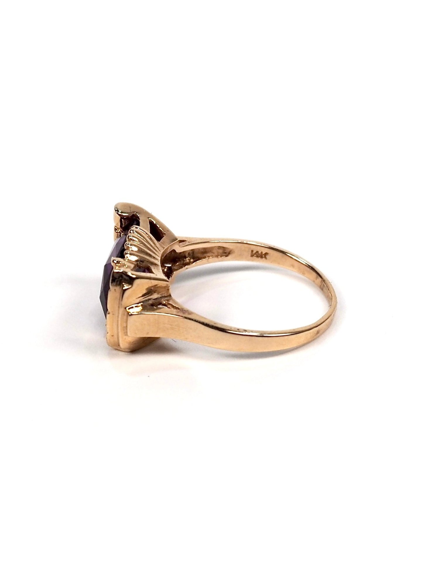 14K Gold Amethyst Rectangular Art Deco Cocktail Ring - Georgie's NYC - Rings
