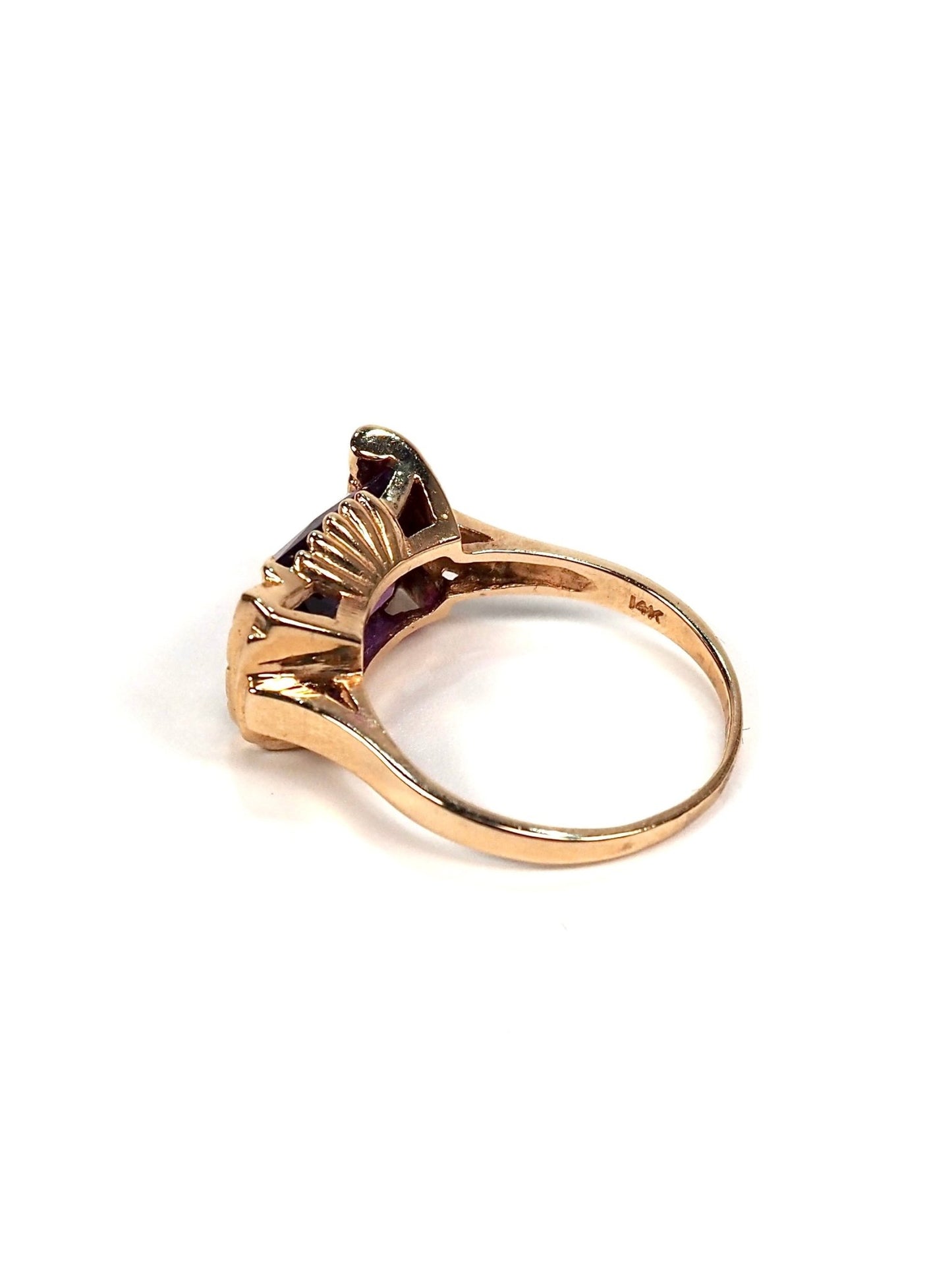 14K Gold Amethyst Rectangular Art Deco Cocktail Ring - Georgie's NYC - Rings