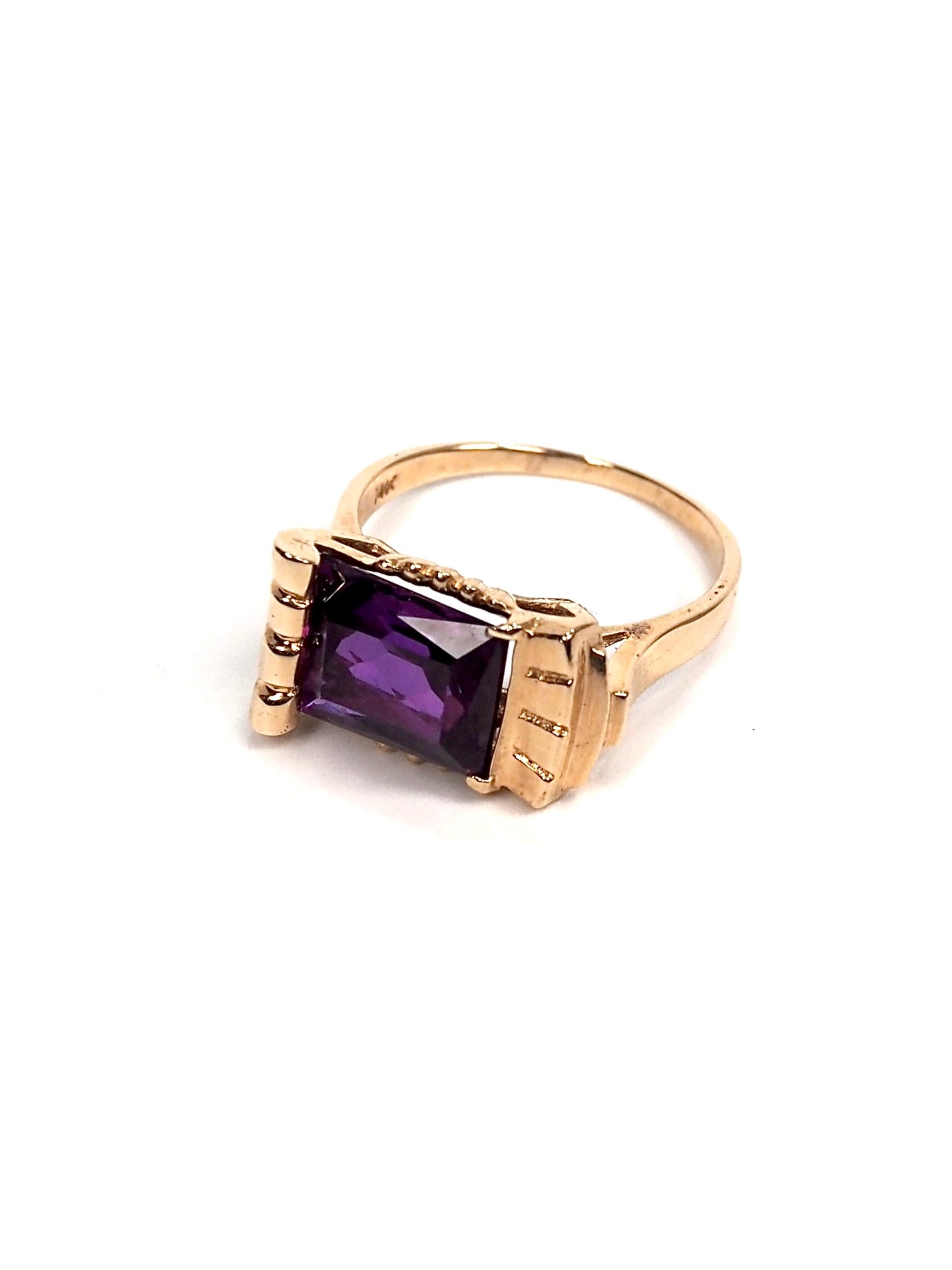 14K Gold Amethyst Rectangular Art Deco Cocktail Ring - Georgie's NYC - Rings