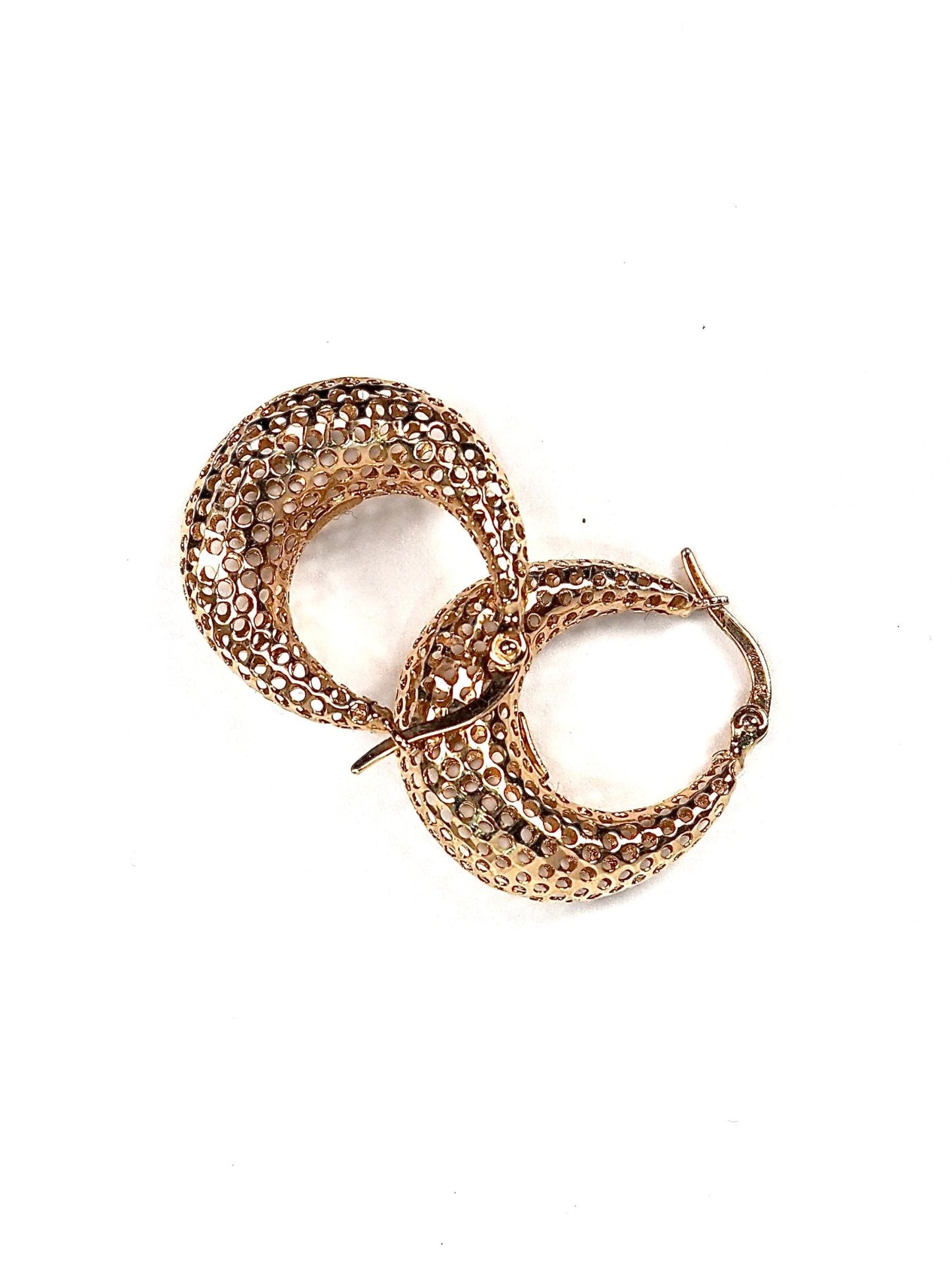 14K Gold Perforated Puffy Hoop Earrings - Georgie's NYC - Earrings