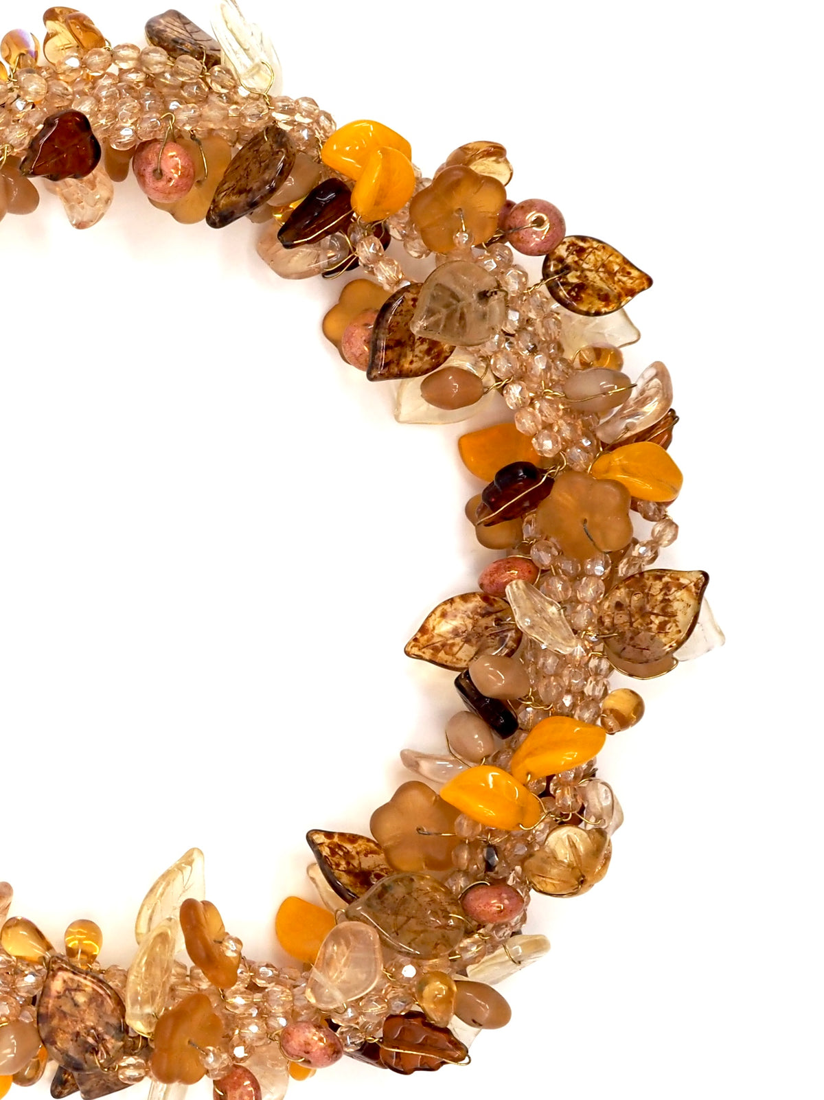 Amber and Honey Glass Cluster Statement Collar Necklace