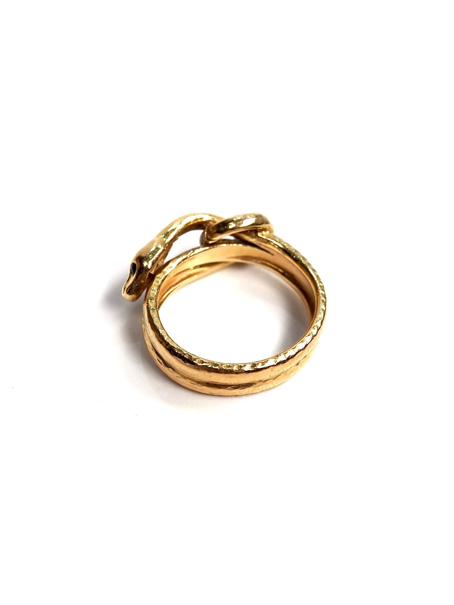 18K Yellow Gold Curled Snake Ring - Georgie's NYC - Rings