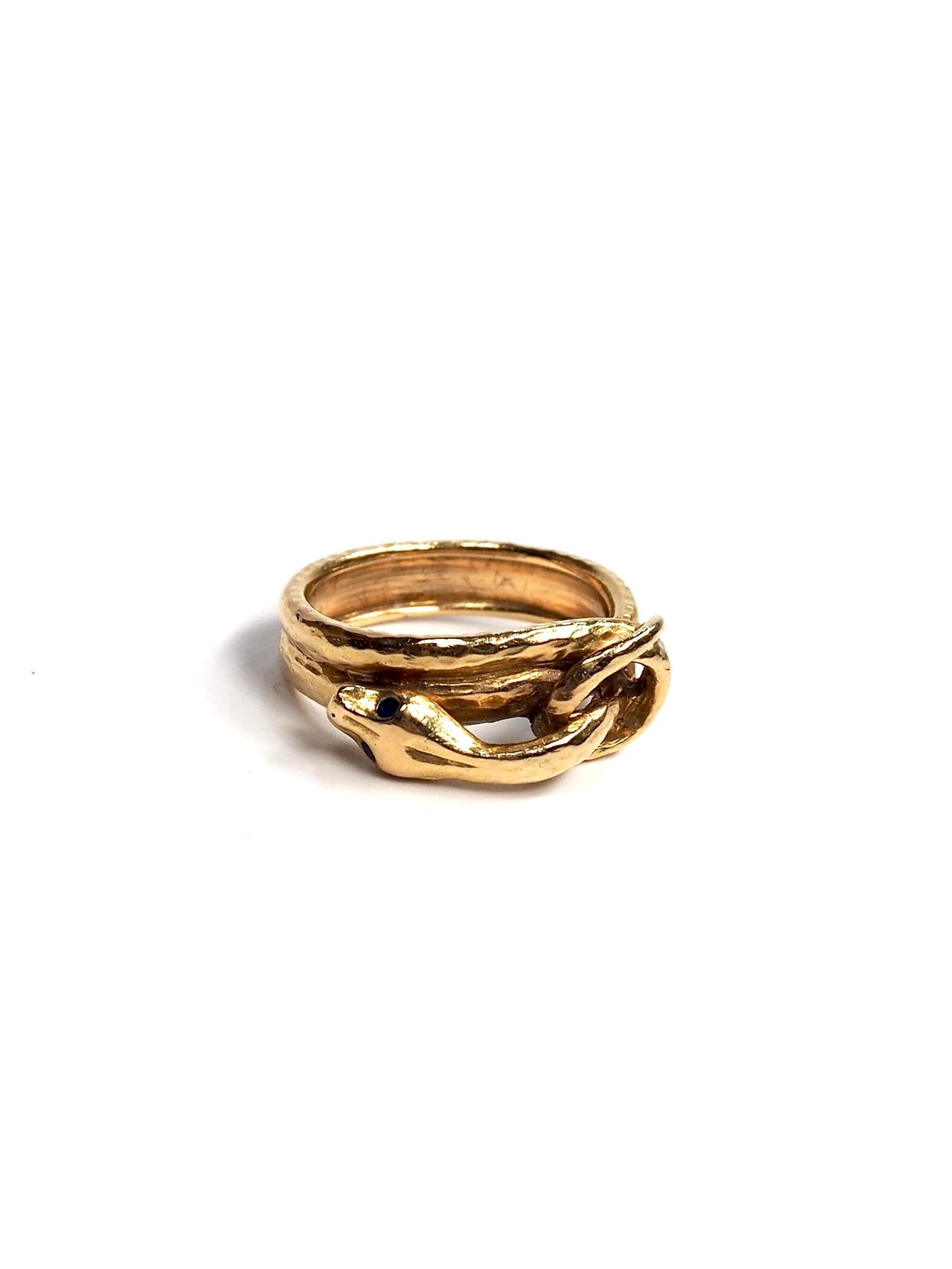 18K Yellow Gold Curled Snake Ring - Georgie's NYC - Rings