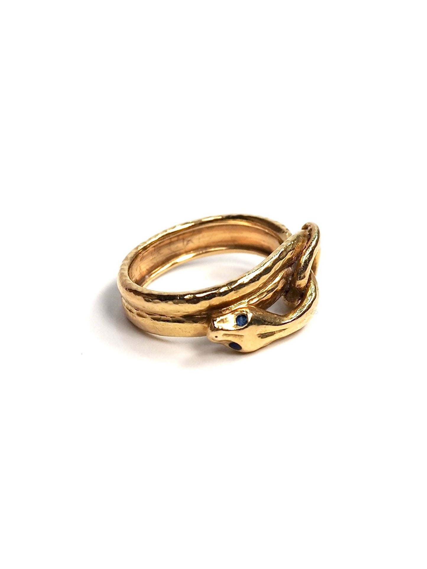 18K Yellow Gold Curled Snake Ring - Georgie's NYC - Rings