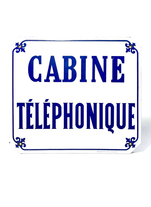 Cabine Telephonique Blue and White Sign