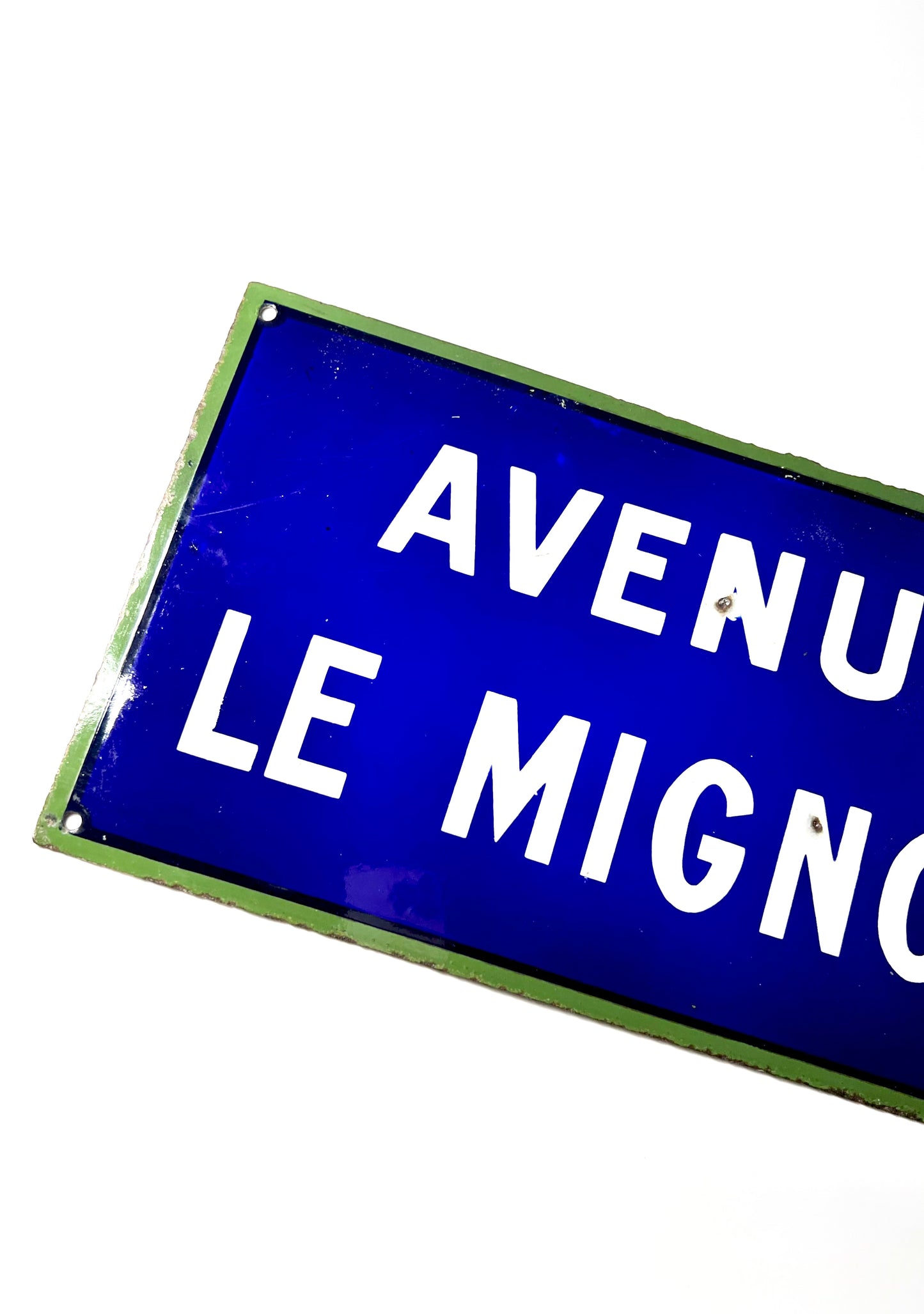 French Avenue le Mignon Blue and Green Enamel Sign