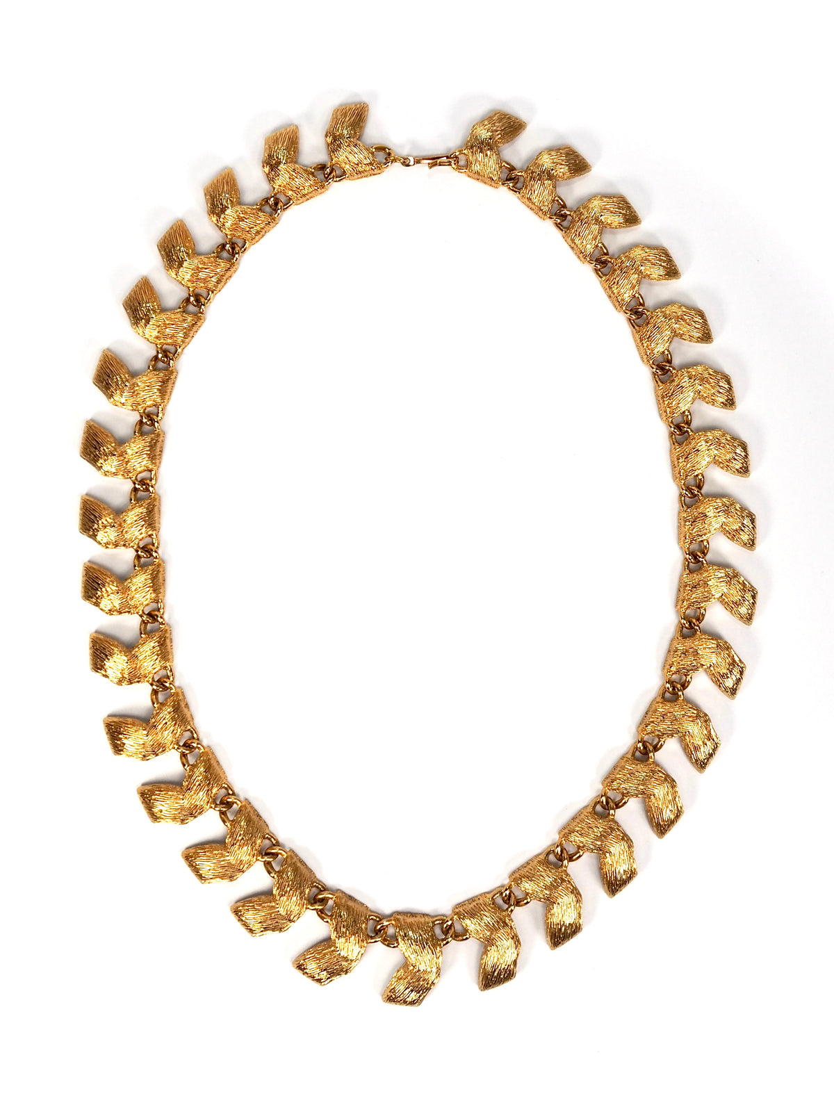 Gold Florentine Brushed Chevron Link Collar Necklace