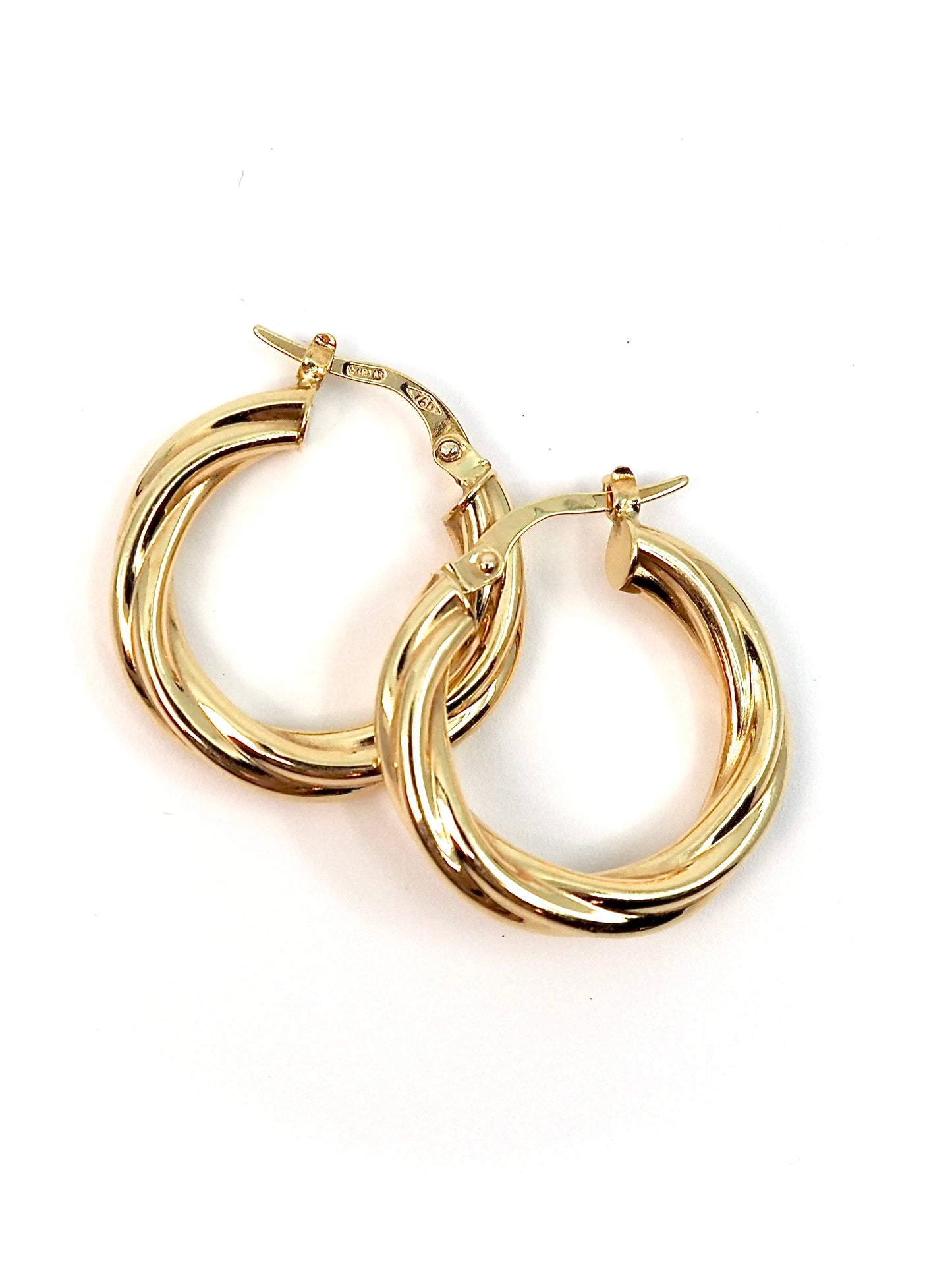 18K Yellow Gold Italian Twisted Hoop Earrings