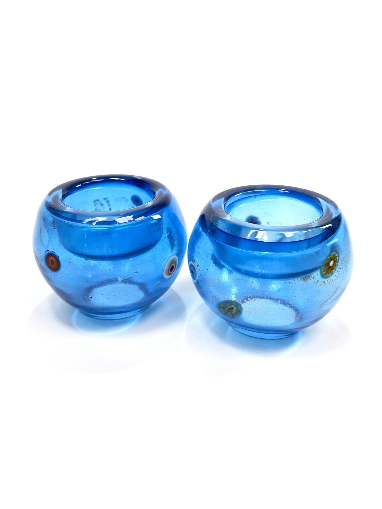Blue Milefiori Hand Blown Murano Glass Candle Holders - Georgie's NYC - Candle Holders