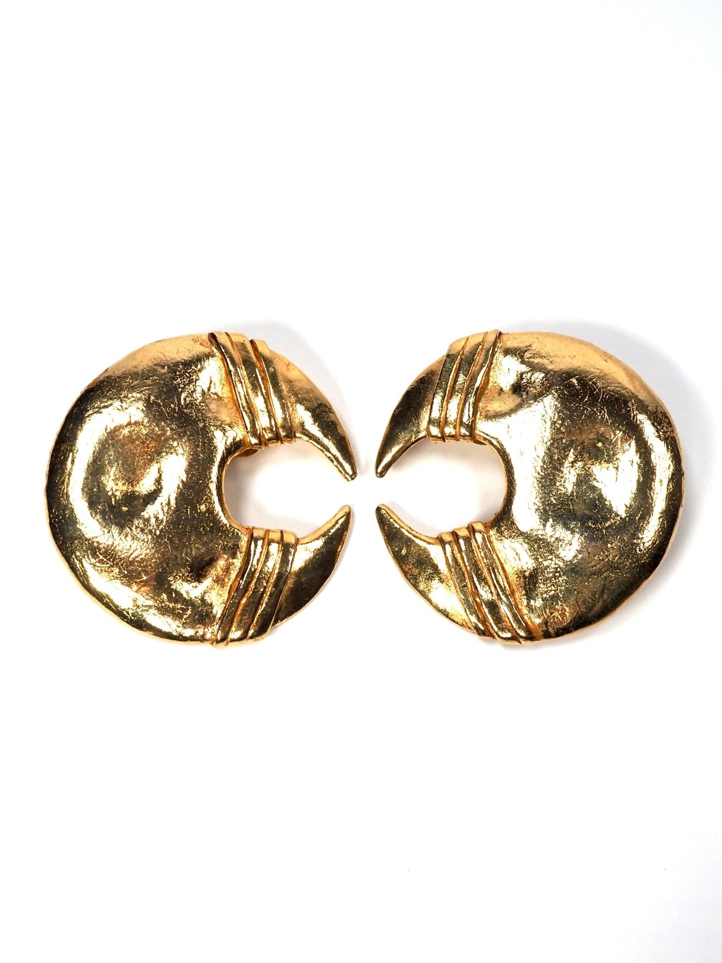 Celine T. Saxe Paris Gold Modernist Crescent Moon Earrings - Georgie's NYC - Earrings