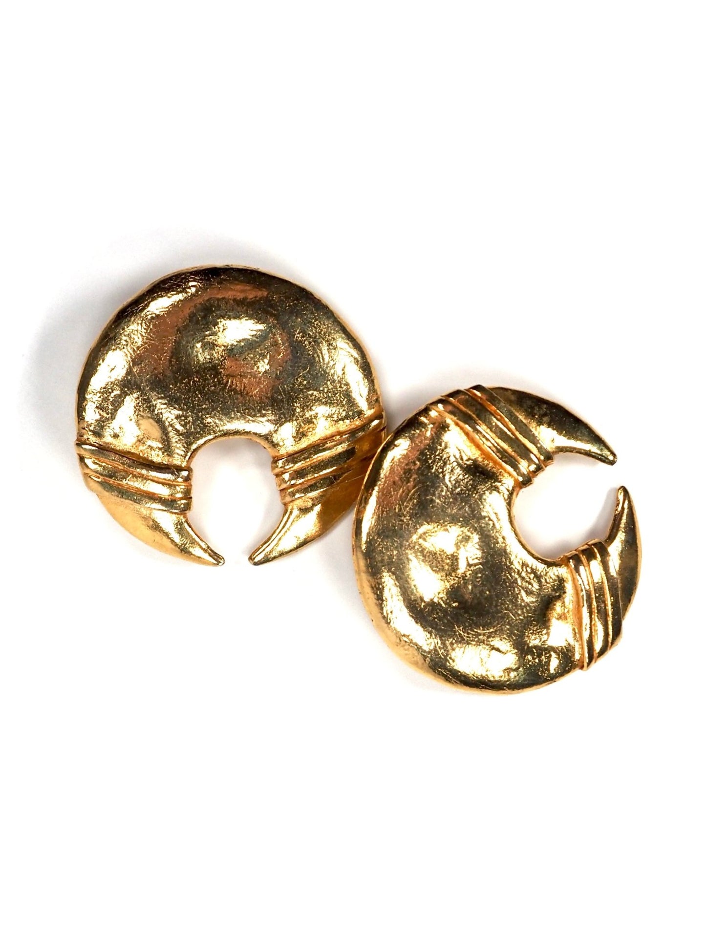 Celine T. Saxe Paris Gold Modernist Crescent Moon Earrings - Georgie's NYC - Earrings