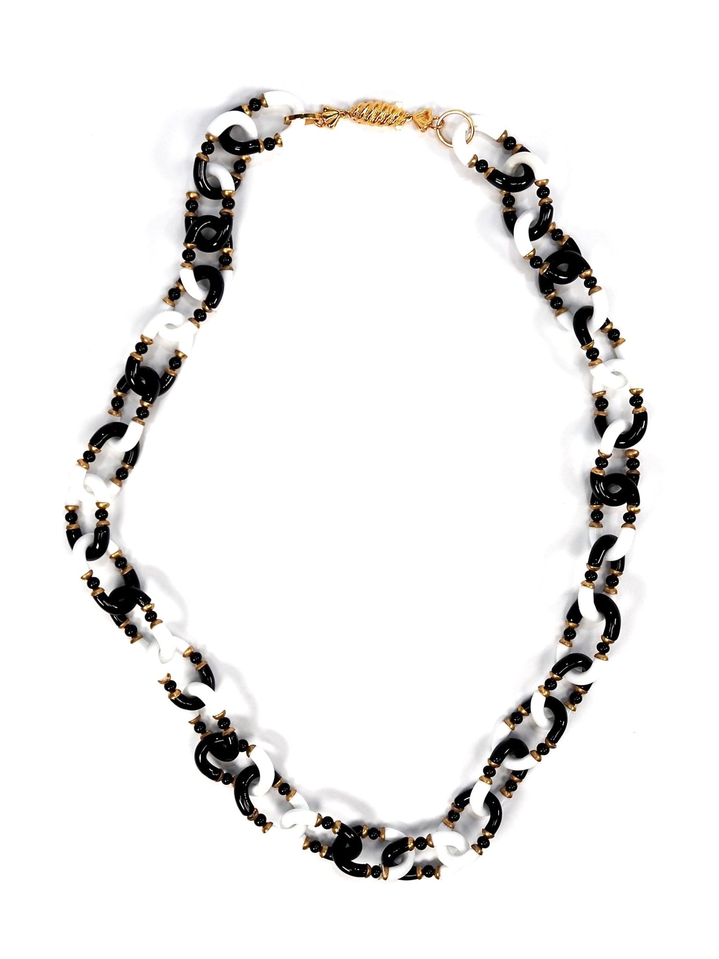 Chanel Archimede Seguso Black and White Glass Chain Link Necklace - Georgie's NYC - Necklaces