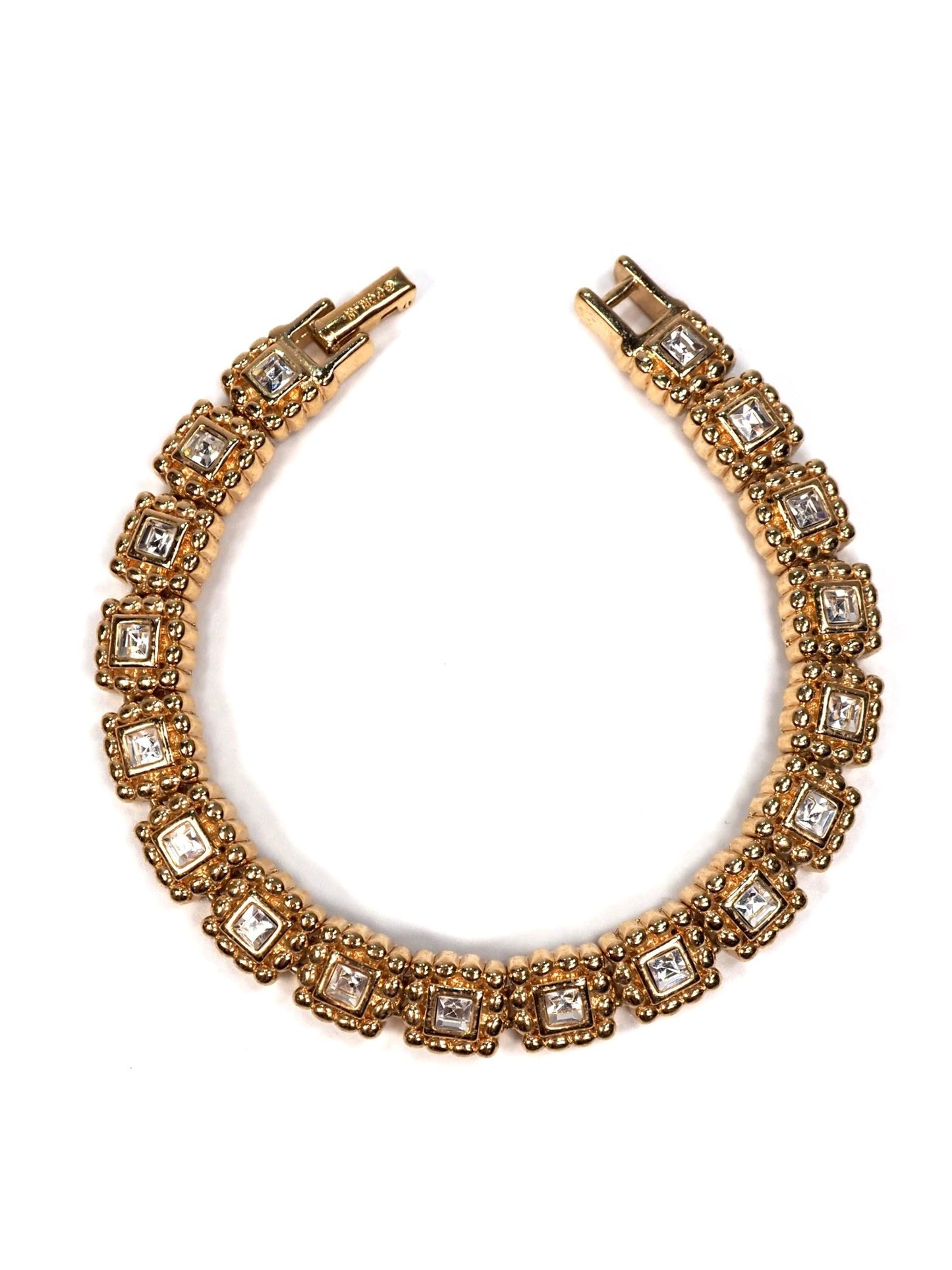 D'Orlan Gold Rhinestone Square Charmed Bracelet - Georgie's NYC - Bracelets