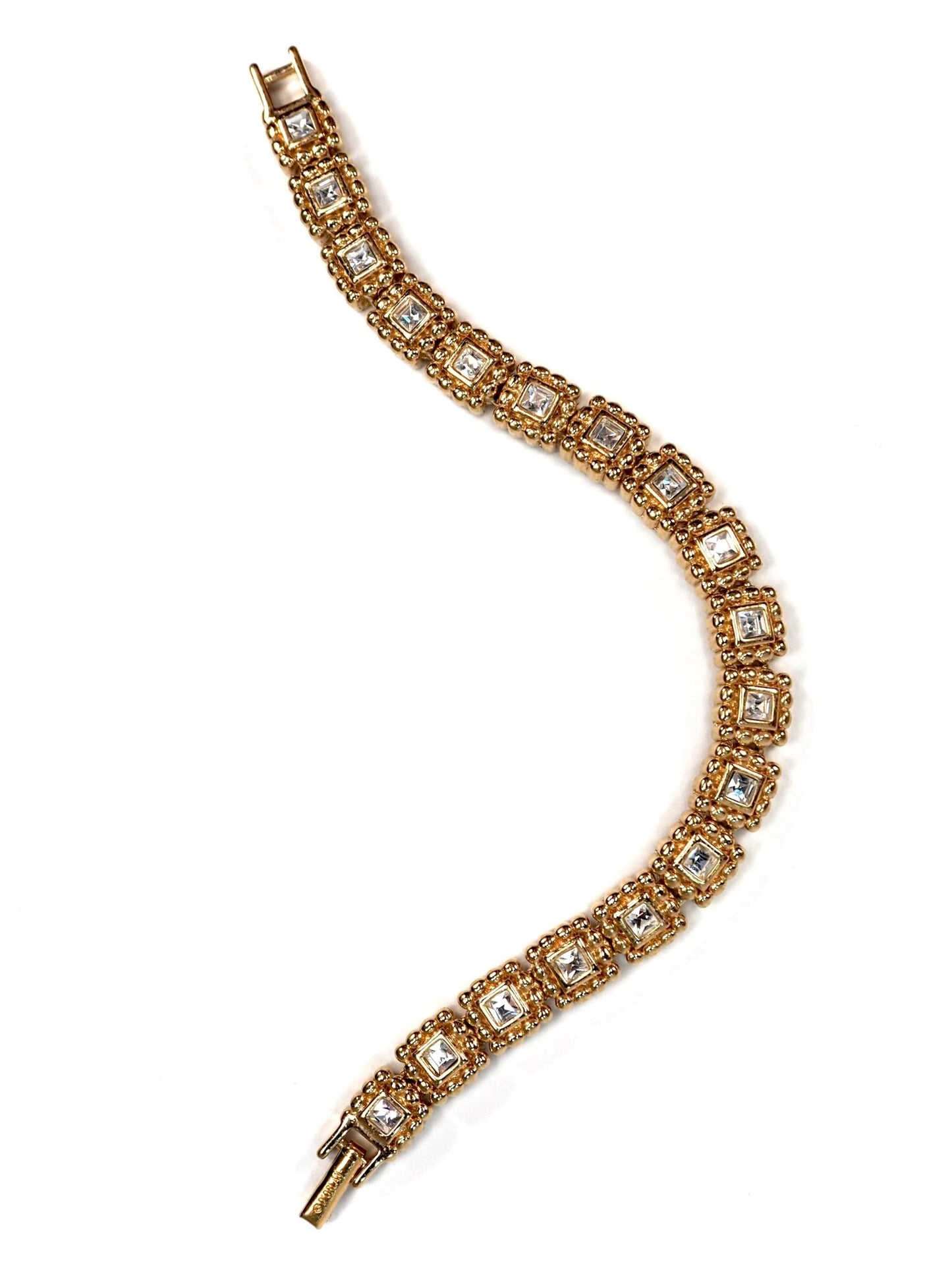 D'Orlan Gold Rhinestone Square Charmed Bracelet - Georgie's NYC - Bracelets