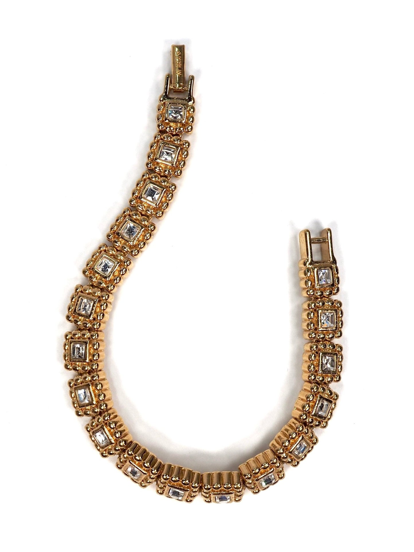 D'Orlan Gold Rhinestone Square Charmed Bracelet - Georgie's NYC - Bracelets
