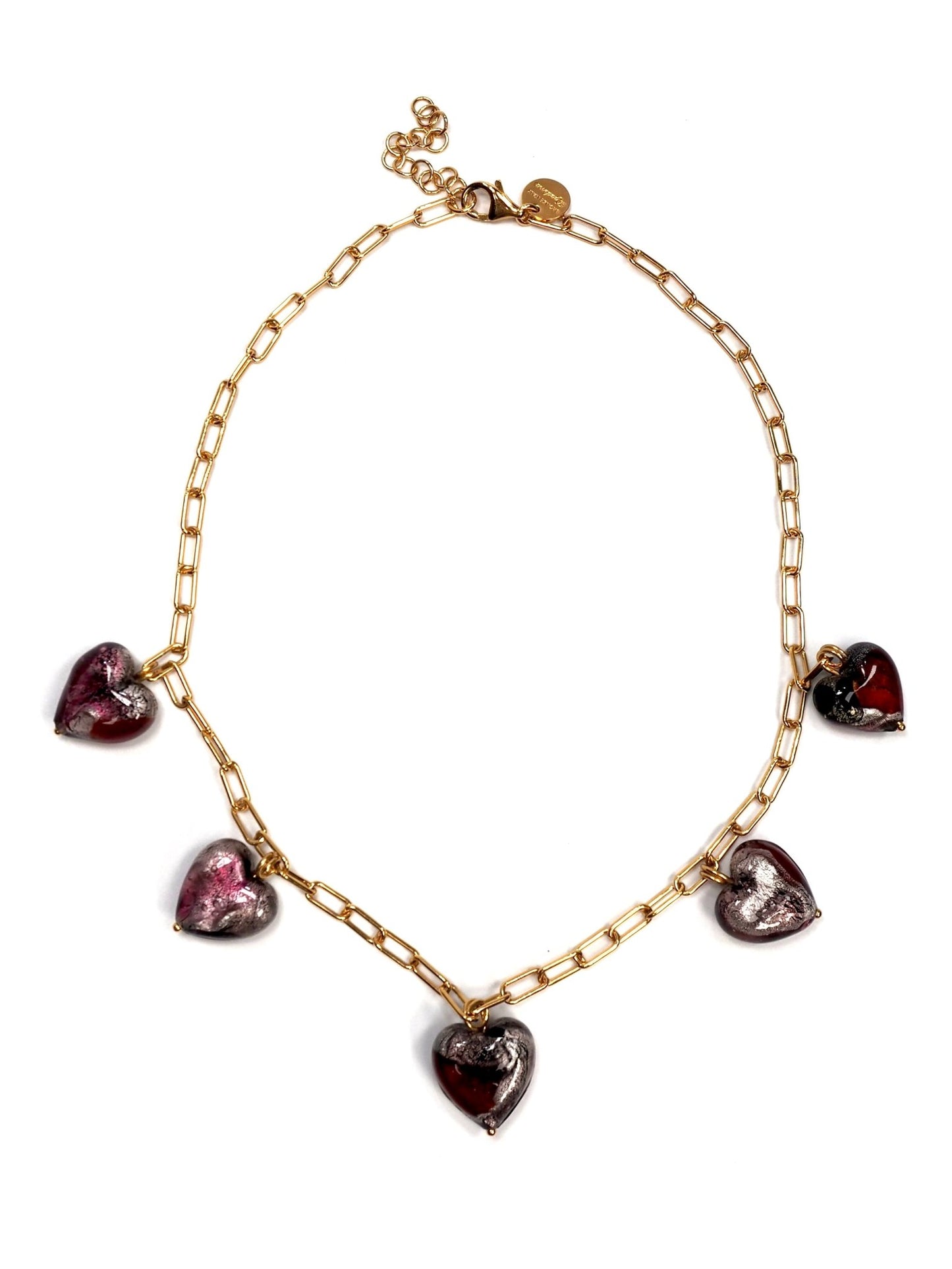 Dyadema Gold Italian Murano Glass Heart Charm Necklace - Georgie's NYC - Necklaces