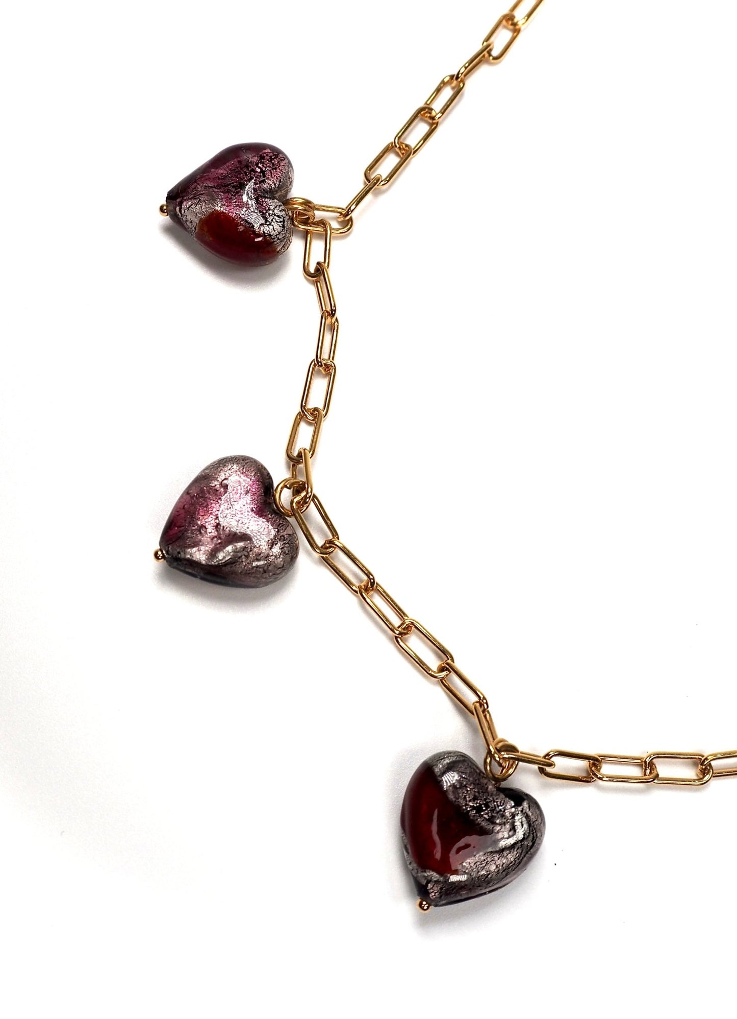 Dyadema Gold Italian Murano Glass Heart Charm Necklace - Georgie's NYC - Necklaces