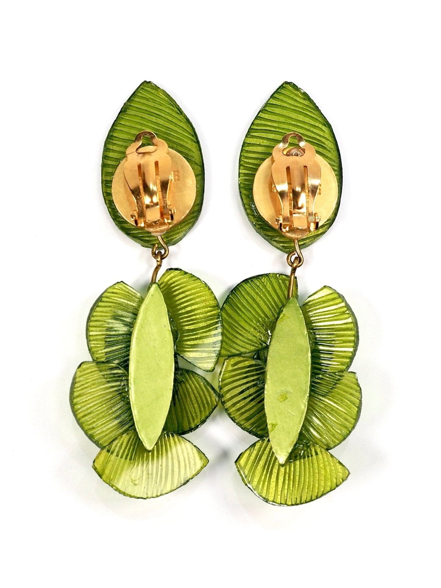 Fabrice Paris Green Jungle Leaf Resin Earrings - Georgie's NYC - Earrings