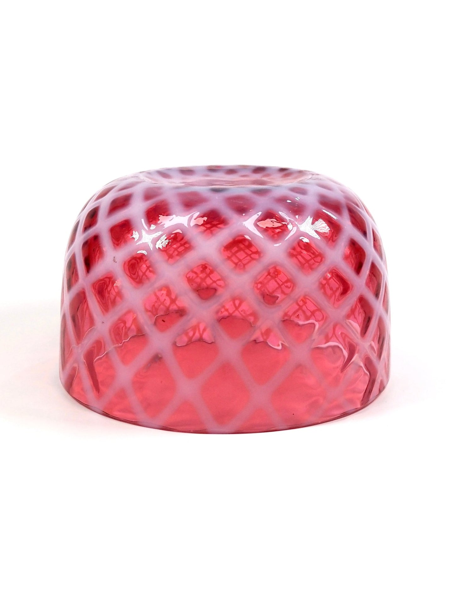Fenton Cranberry Opalescent Lattice Pattern Glass Bowl - Georgie's NYC - Decorative Bowls