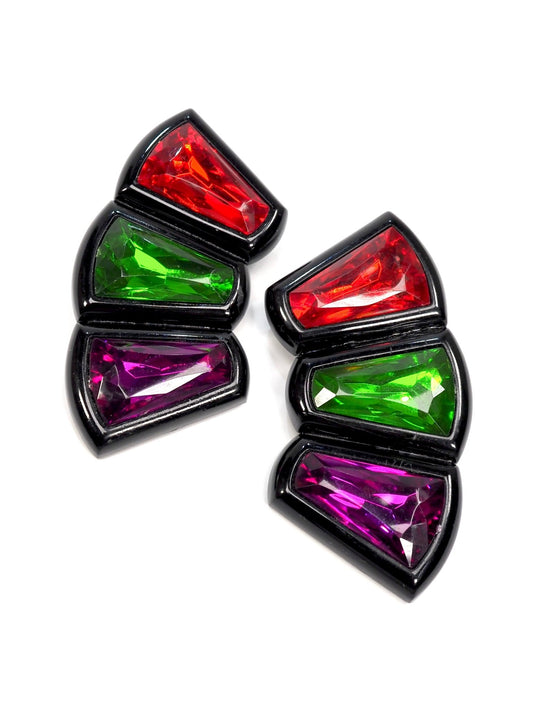 French Deco Oversized Lucite Jewel Earrings - Georgie's NYC - Earrings