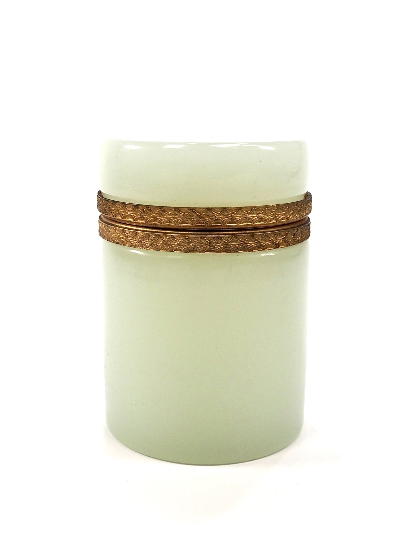 French Soft Pistachio Green Opaline Glass Round Jar - Georgie's NYC - Decorative Jars