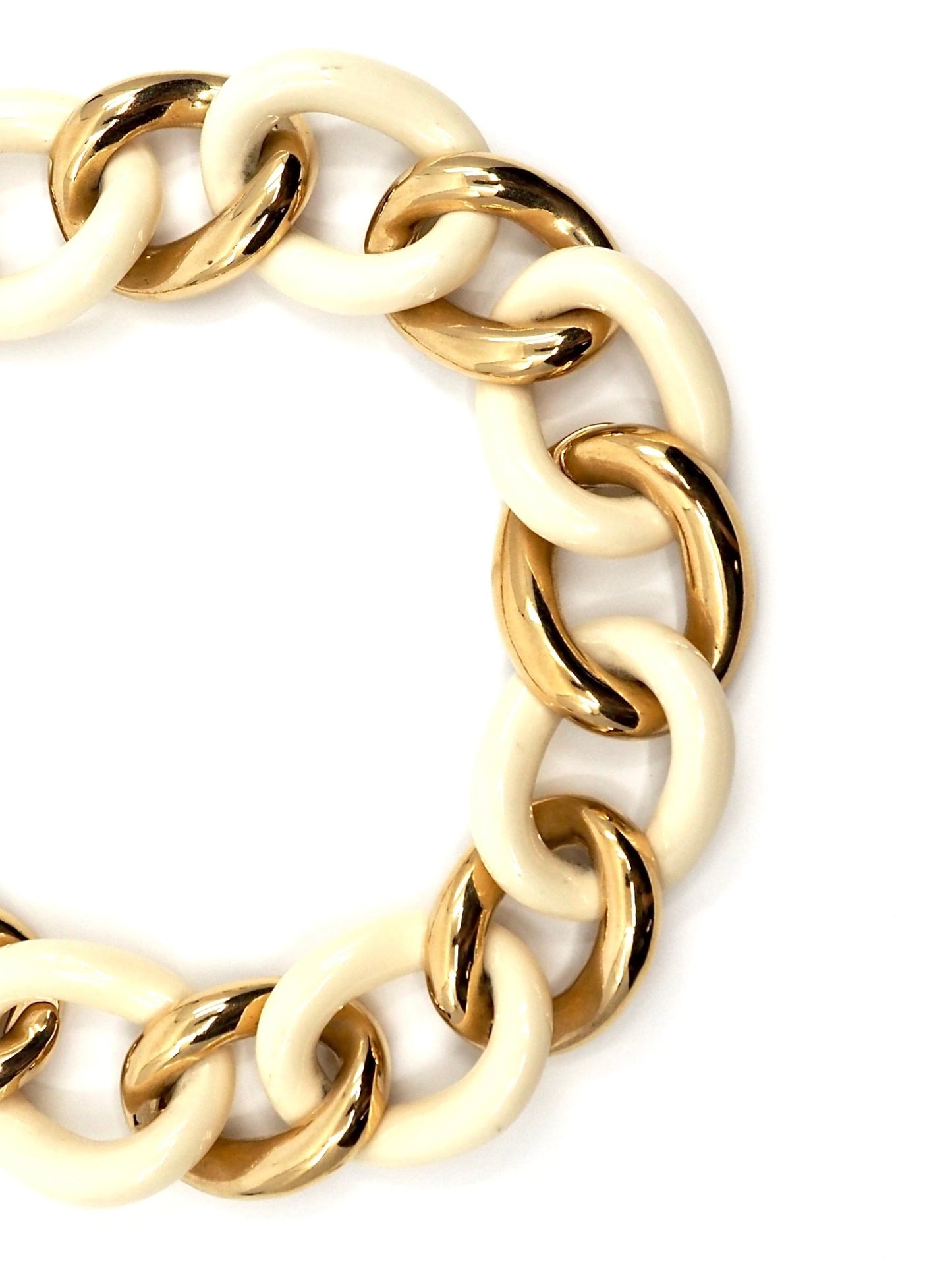 Givenchy Gold and Cream Large Chain Link Collar Necklace - Georgie's NYC - Necklaces