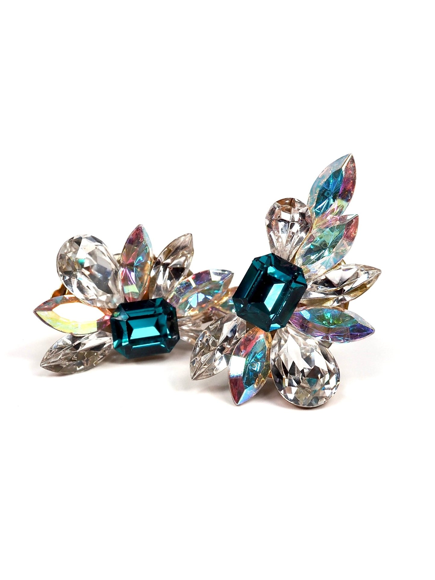 Glass Stone Turquoise Iridescent Aurora Crawler Burst Earrings - Georgie's NYC - Earrings