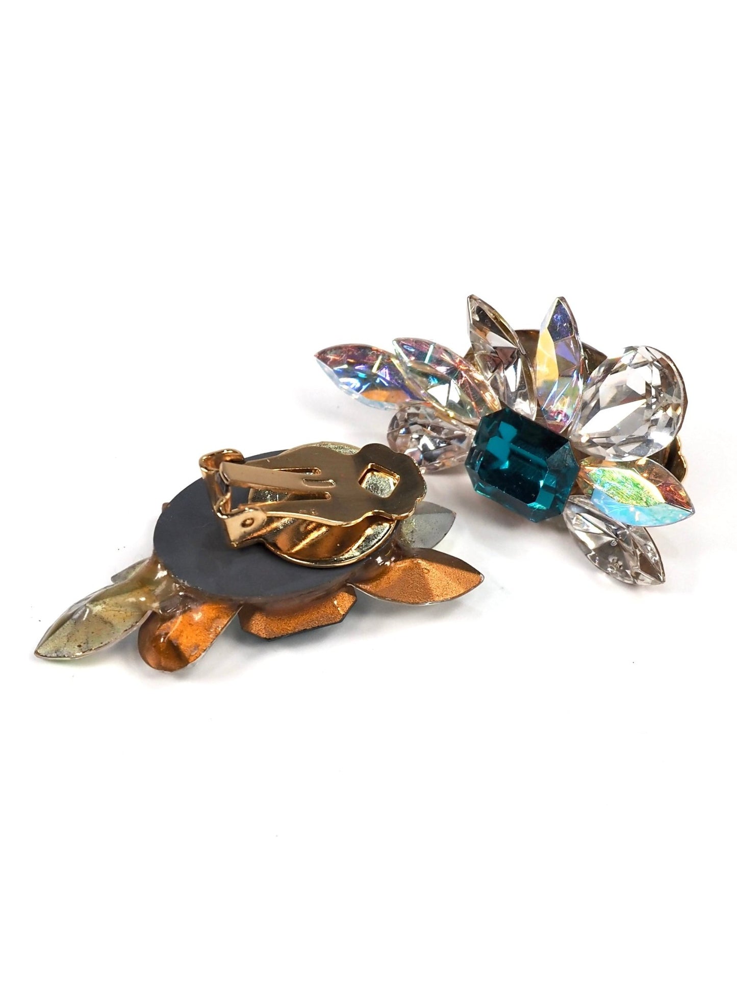 Glass Stone Turquoise Iridescent Aurora Crawler Burst Earrings - Georgie's NYC - Earrings