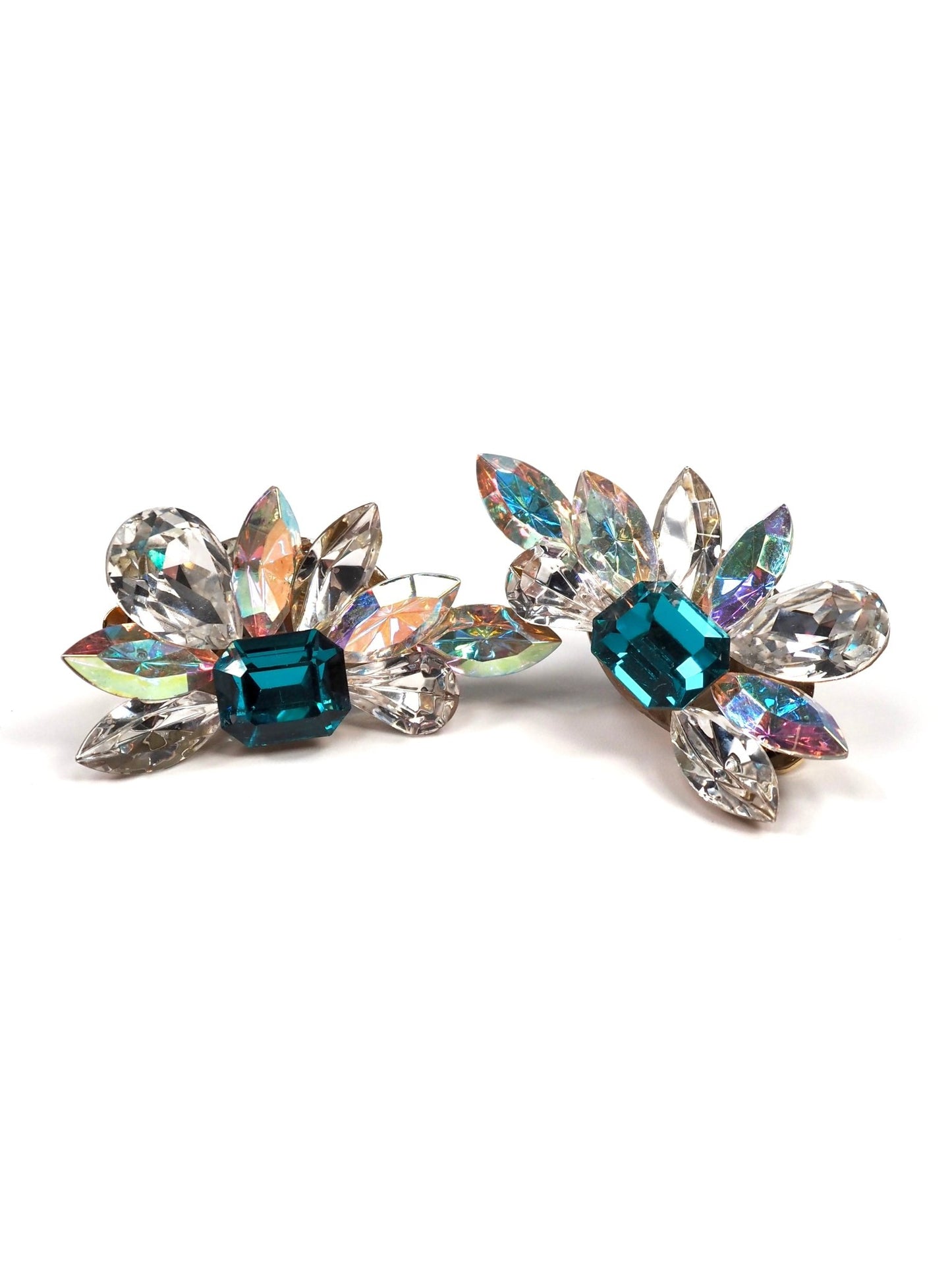 Glass Stone Turquoise Iridescent Aurora Crawler Burst Earrings - Georgie's NYC - Earrings
