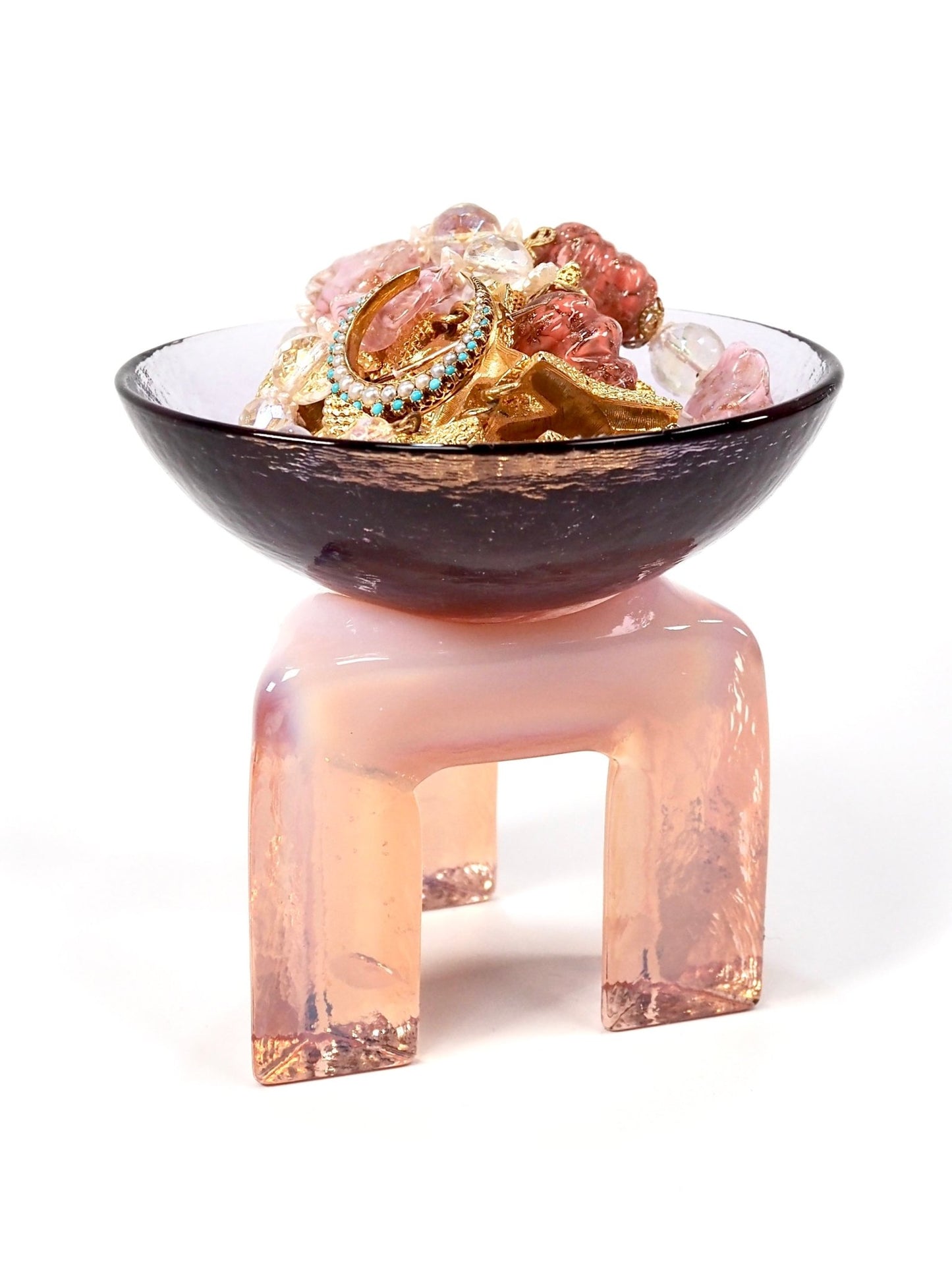 Hudson Beach Art Glass Pink and Purple Postmodern Sculpture Bowl - Georgie's NYC - Decorative Bowls