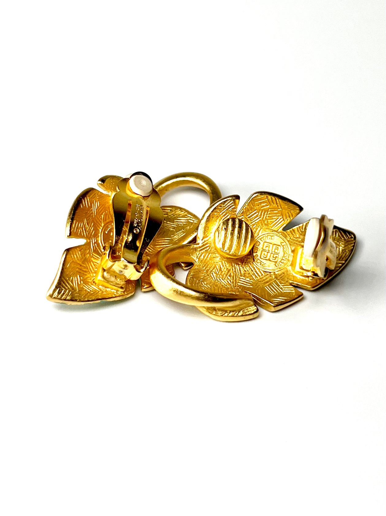 Givenchy Green and Gold Bird of Paradise Leaf Earrings