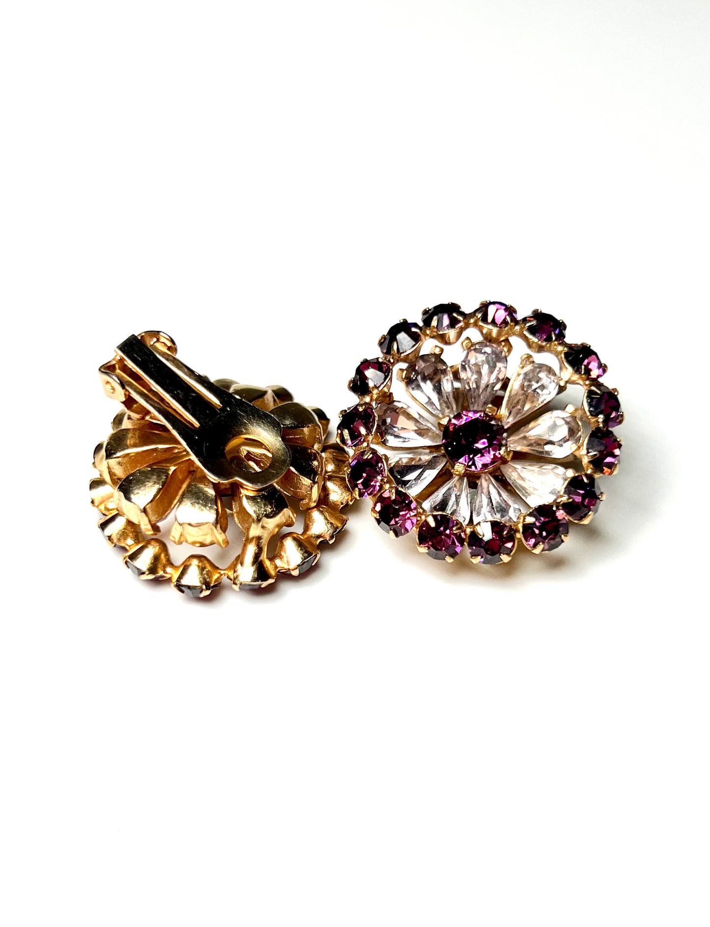 Purple Circle Flower Earrings