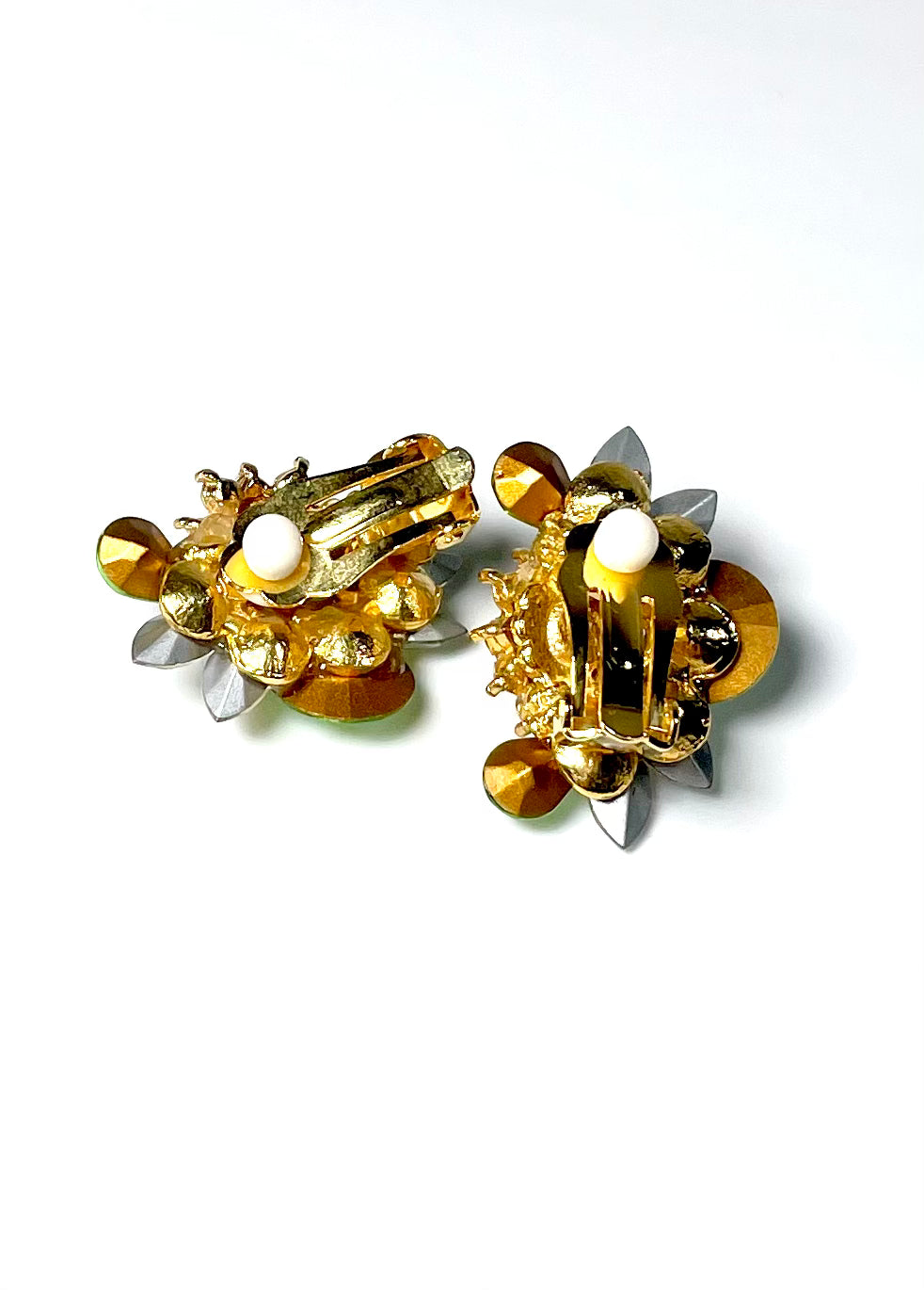 Green Seabreeze Rhinestone Cluster Earrings