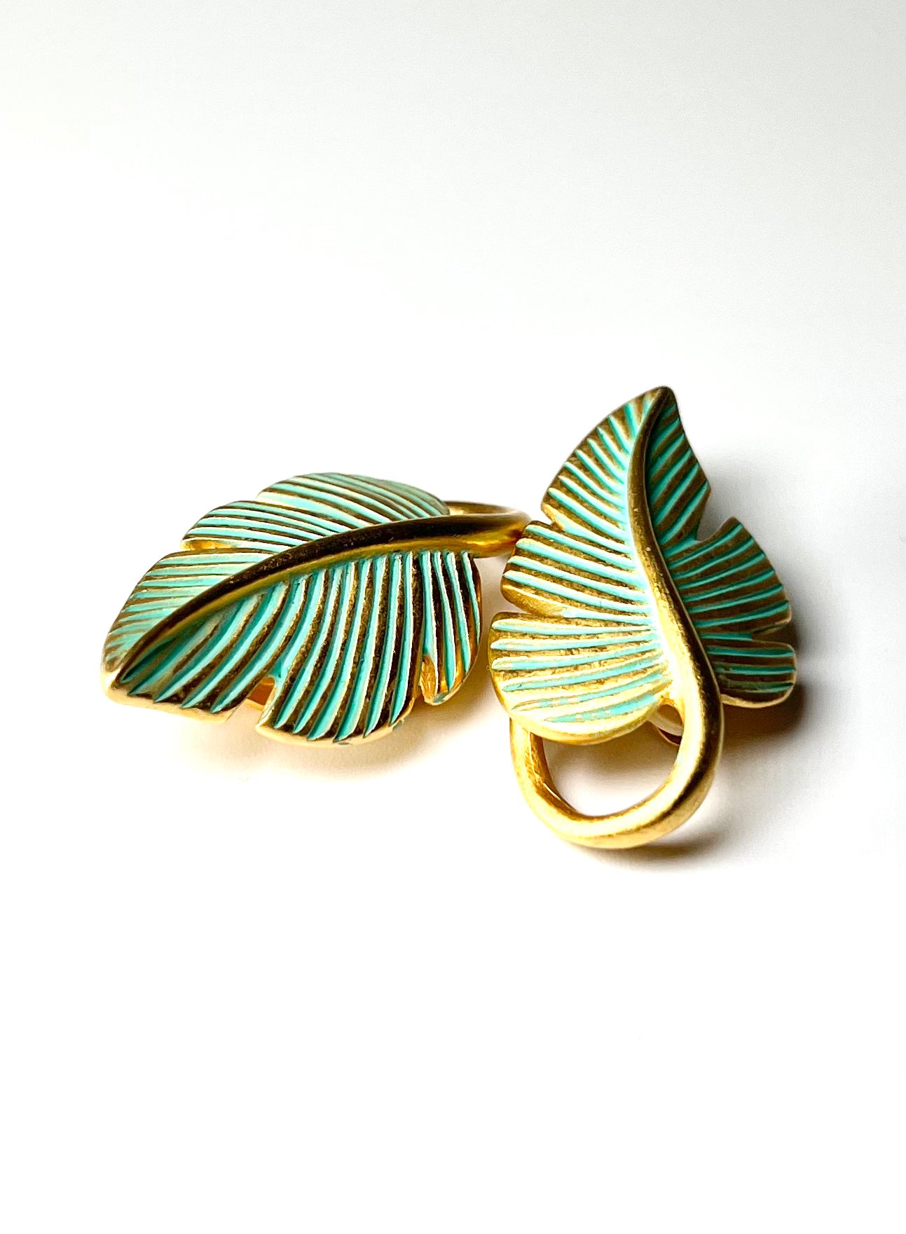 Givenchy Green and Gold Bird of Paradise Leaf Earrings