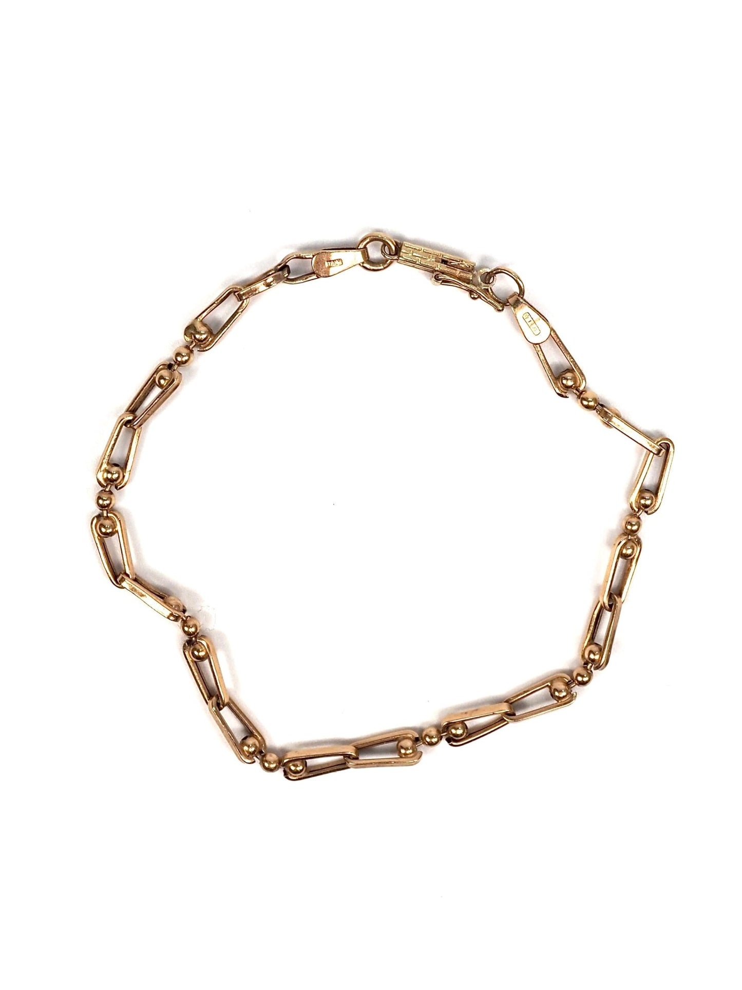 Italian 14K Yellow Gold Trombone Link Chain Bracelet - Georgie's NYC - Bracelets