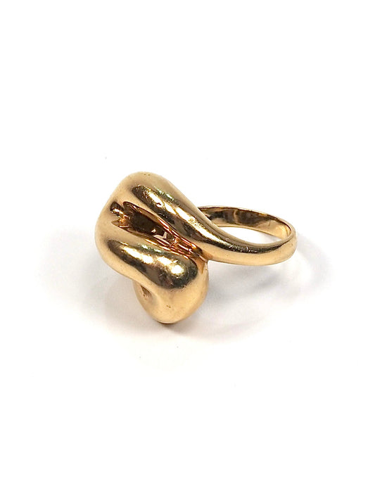 Italian Mid Century 18K Yellow Gold Abstract Swirl Ring - Georgie's NYC - Rings