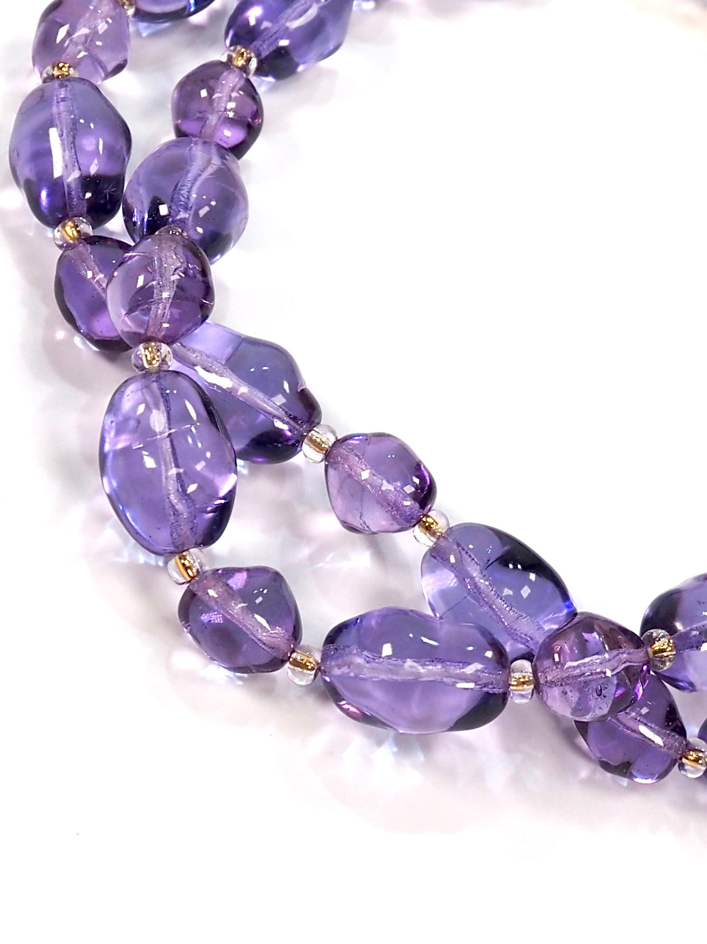 Joan Rivers Purple Long Beaded Glass Necklace - Georgie's NYC - Necklaces