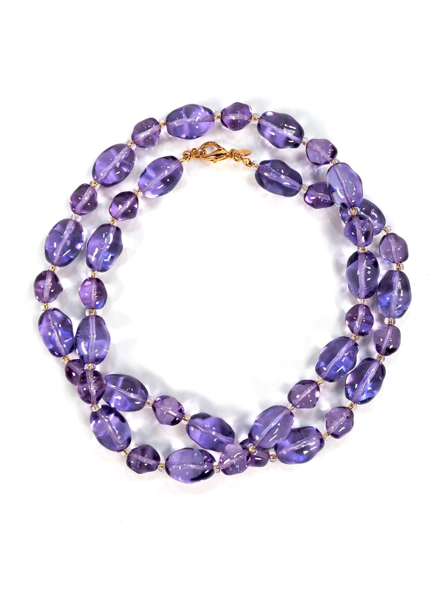 Womens Joan Rivers Classics Collection Necklace Glass good Pearl Beads Purple & White