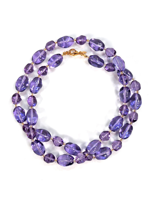 Joan Rivers Purple Long Beaded Glass Necklace - Georgie's NYC - Necklaces