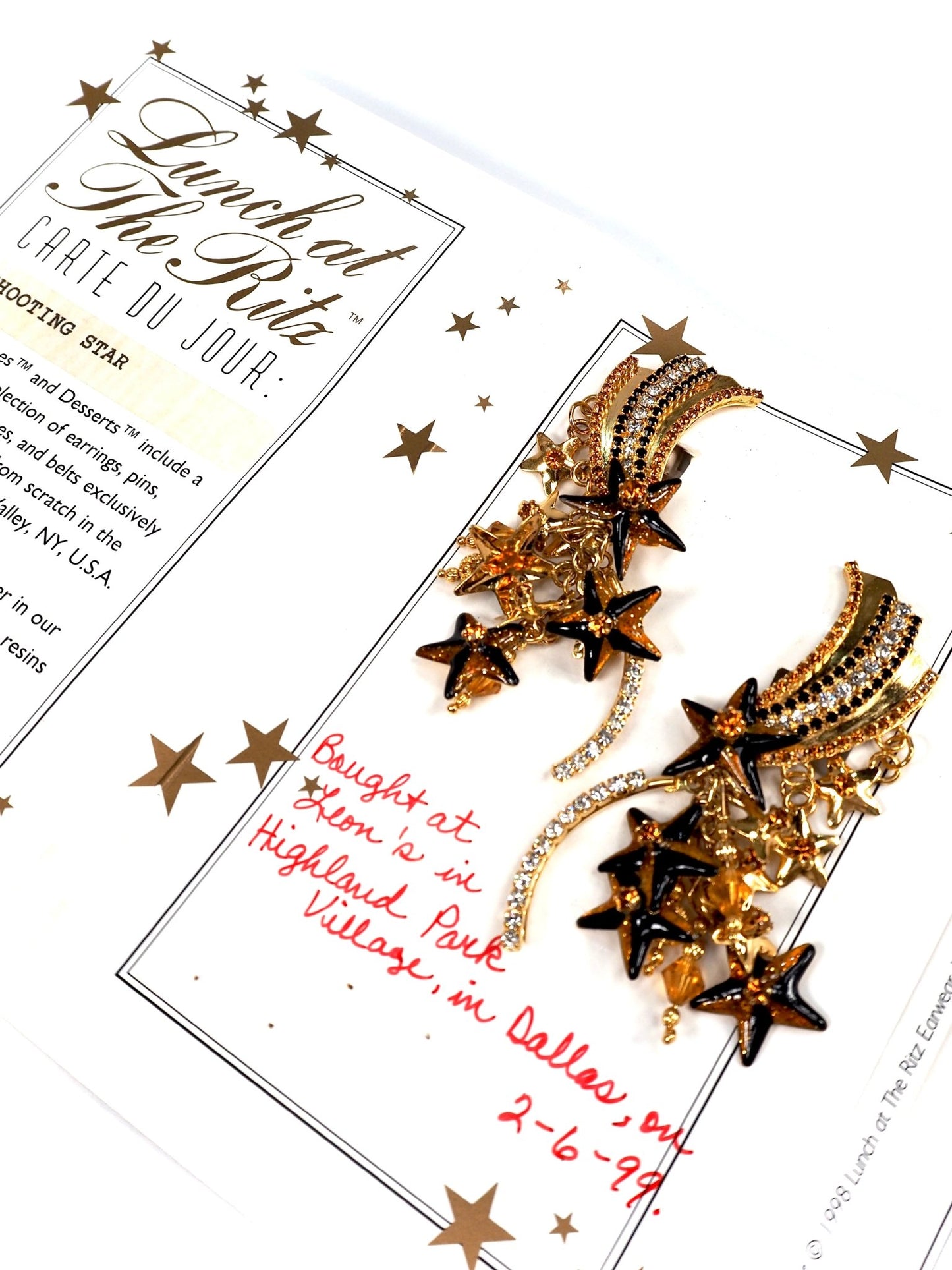 Lunch at the Ritz Gold Shooting Star Dangle Earrings - Georgie's NYC - Earrings
