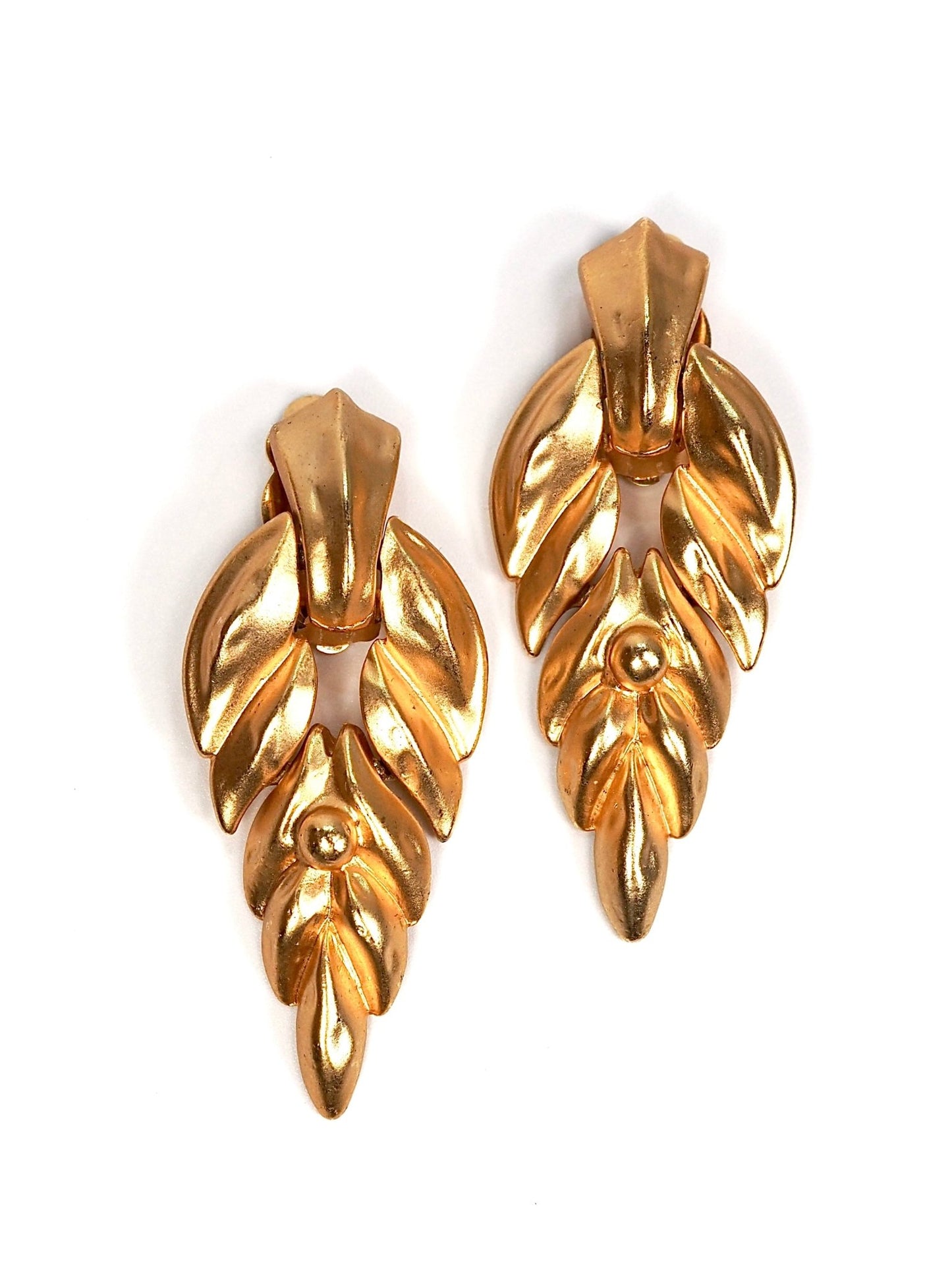 Matte Gold Abstract Leaf Drop Earrings - Georgie's NYC - Earrings