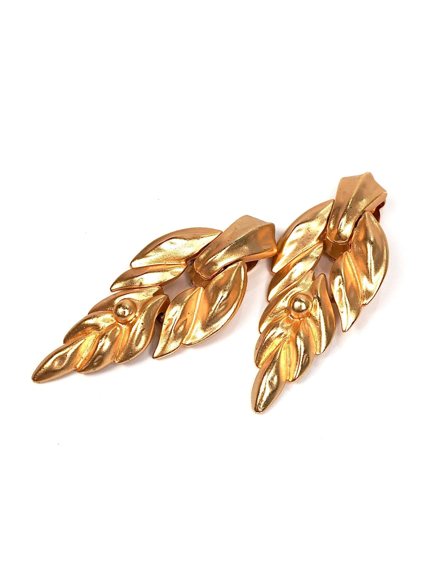 Matte Gold Abstract Leaf Drop Earrings - Georgie's NYC - Earrings