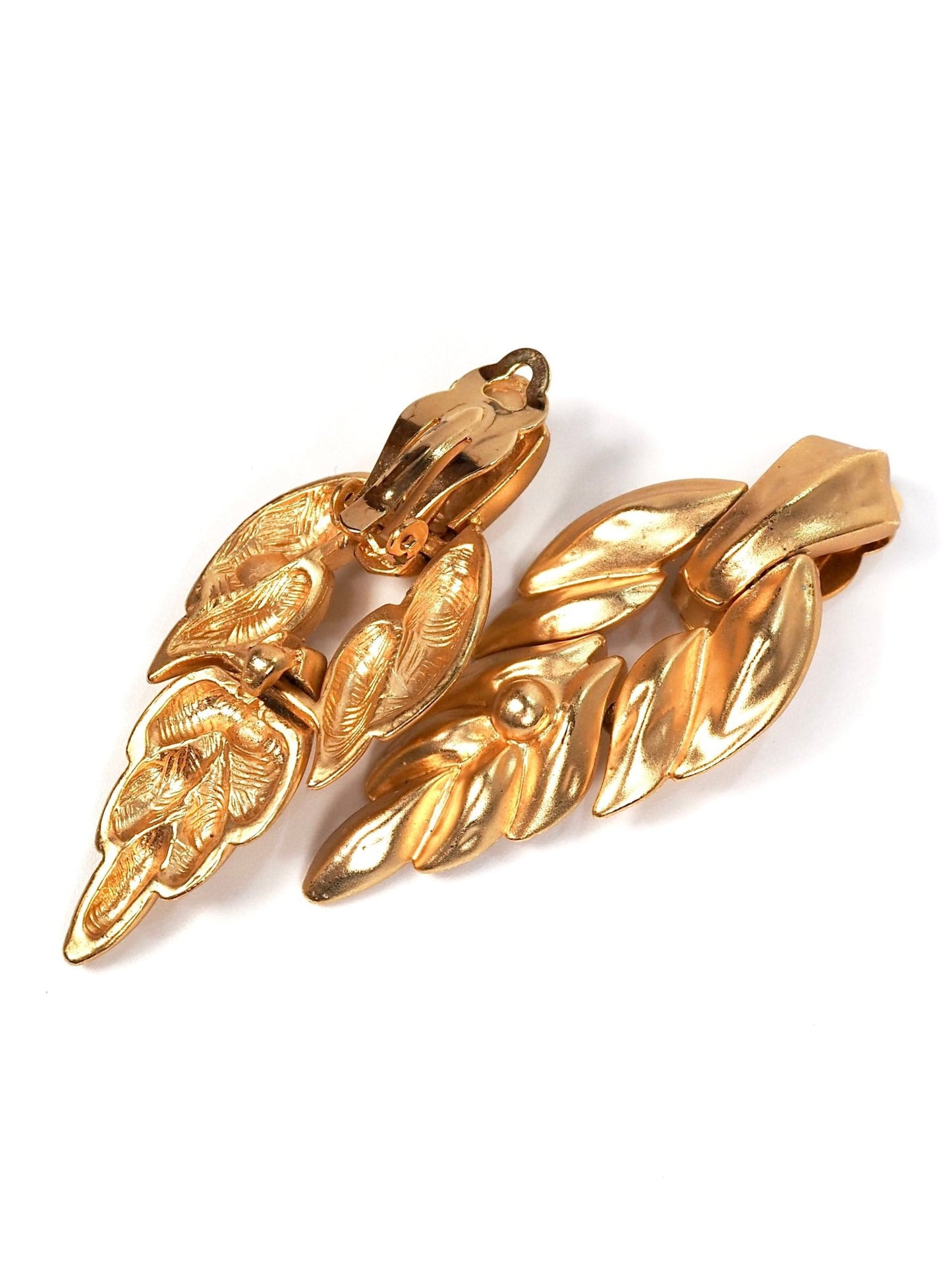 Matte Gold Abstract Leaf Drop Earrings - Georgie's NYC - Earrings