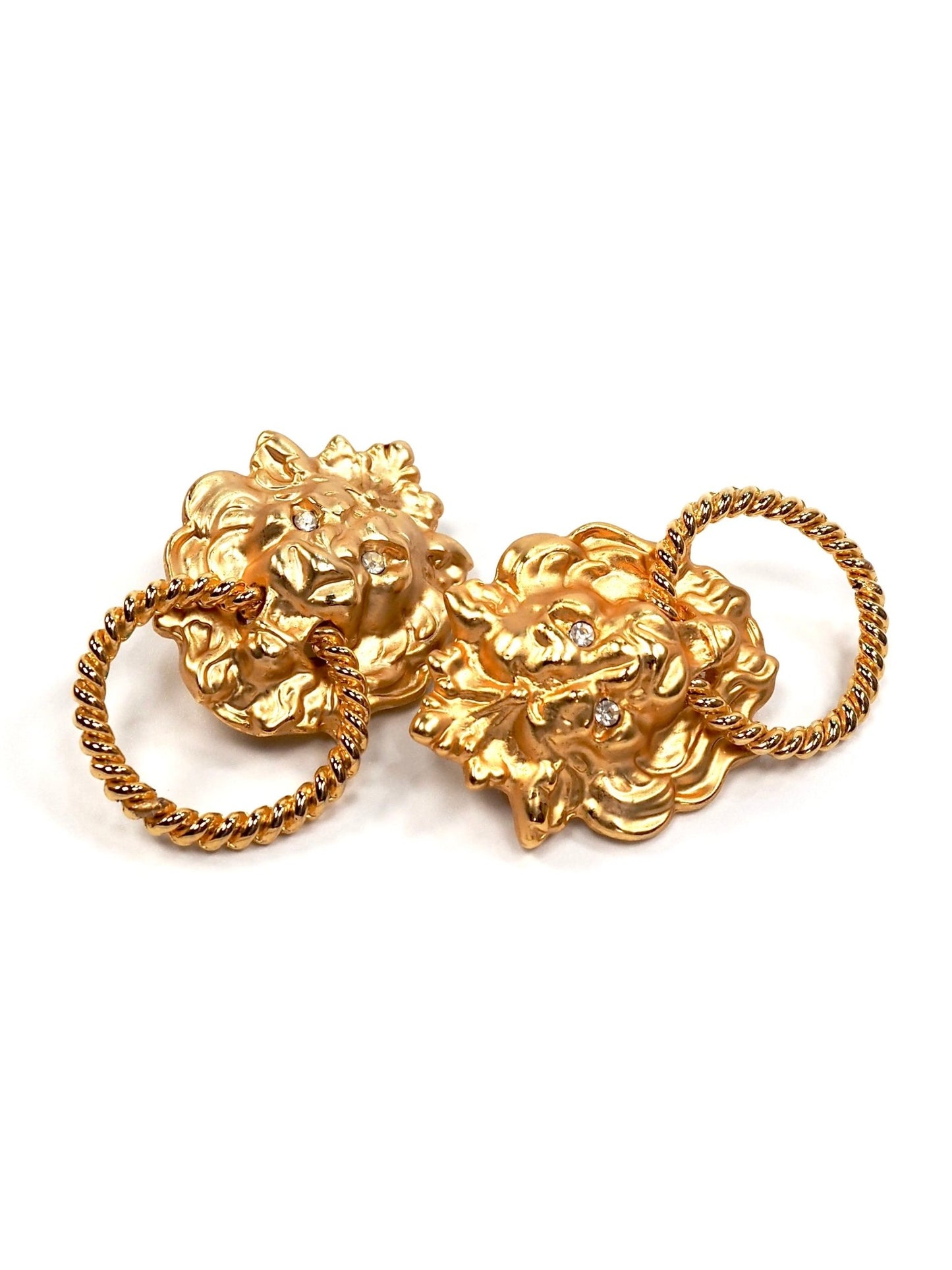 Matte Gold Lion Head Door Knocker Earrings - Georgie's NYC - Earrings