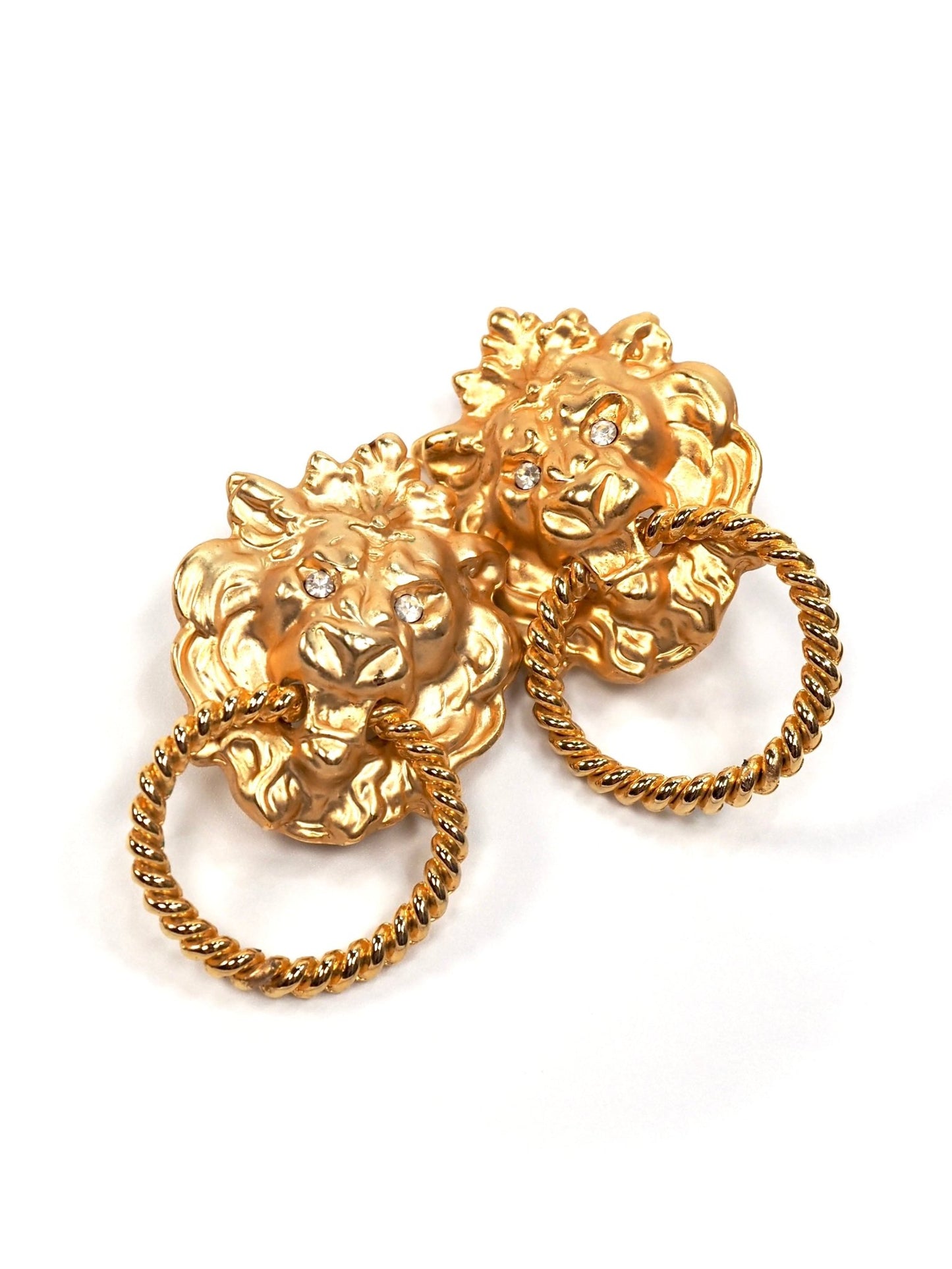 Matte Gold Lion Head Door Knocker Earrings - Georgie's NYC - Earrings
