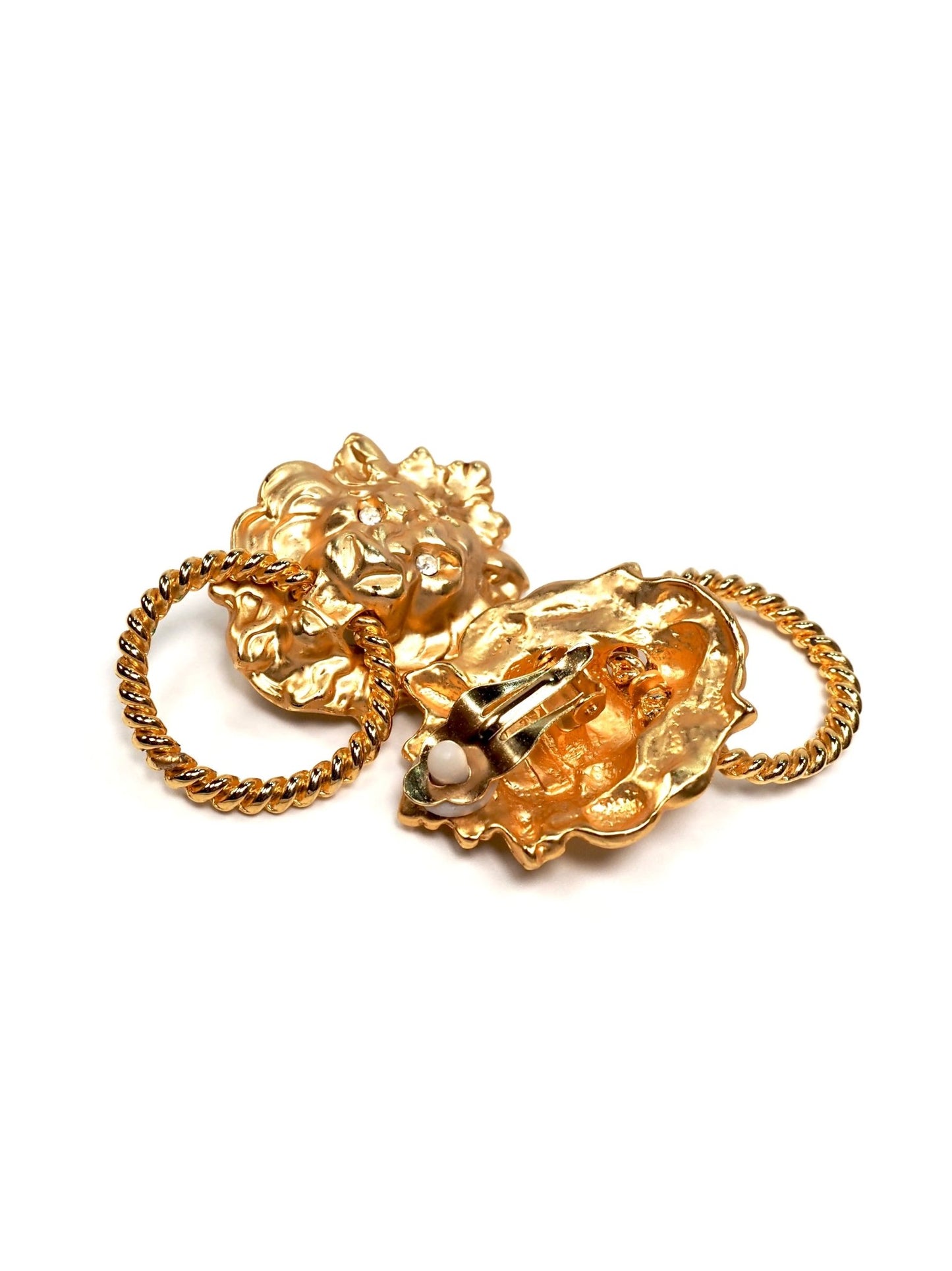 Matte Gold Lion Head Door Knocker Earrings - Georgie's NYC - Earrings