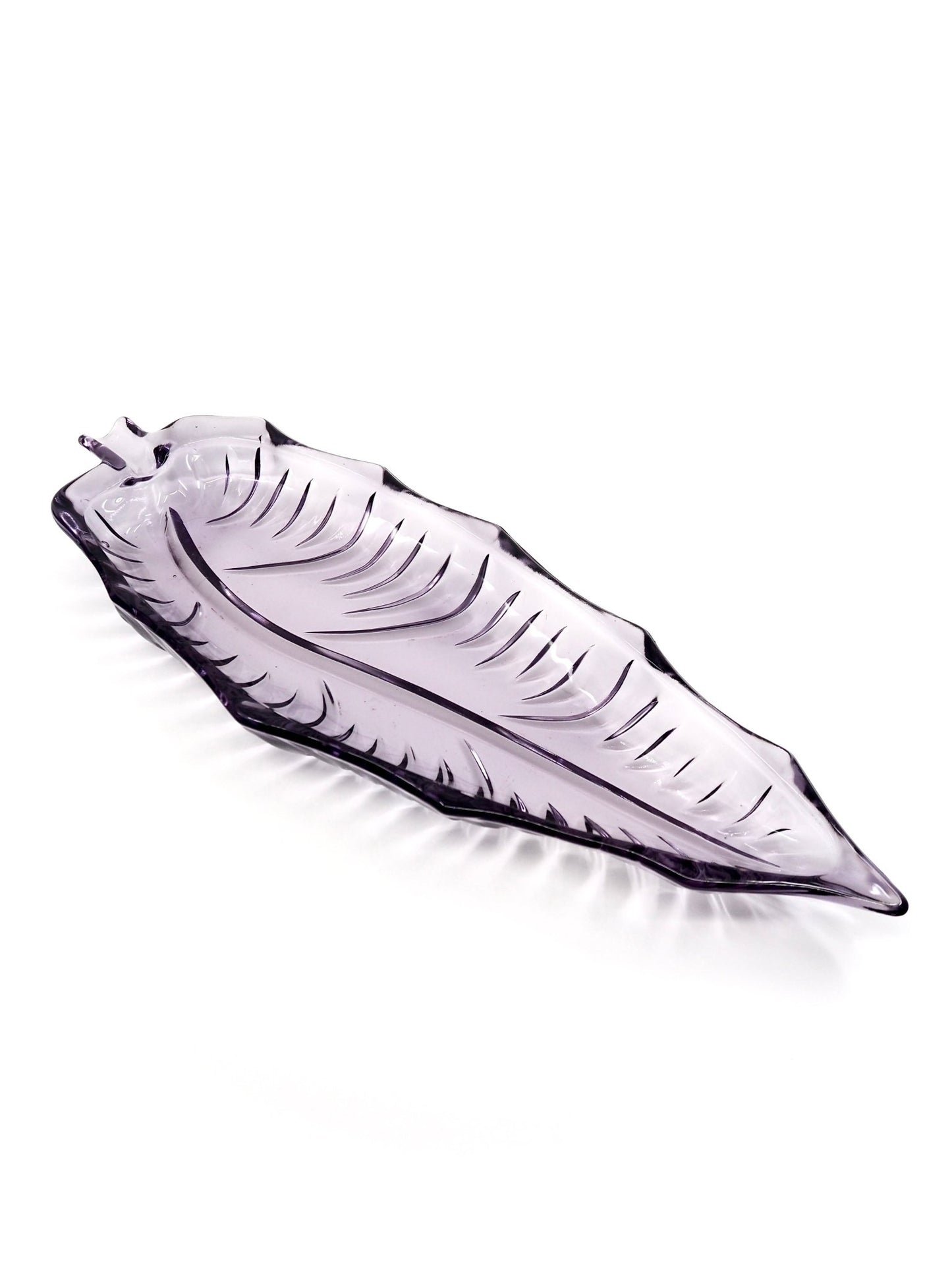 Mid Century Amethyst Glass Leaf Dish - Georgie's NYC - Decorative Trays