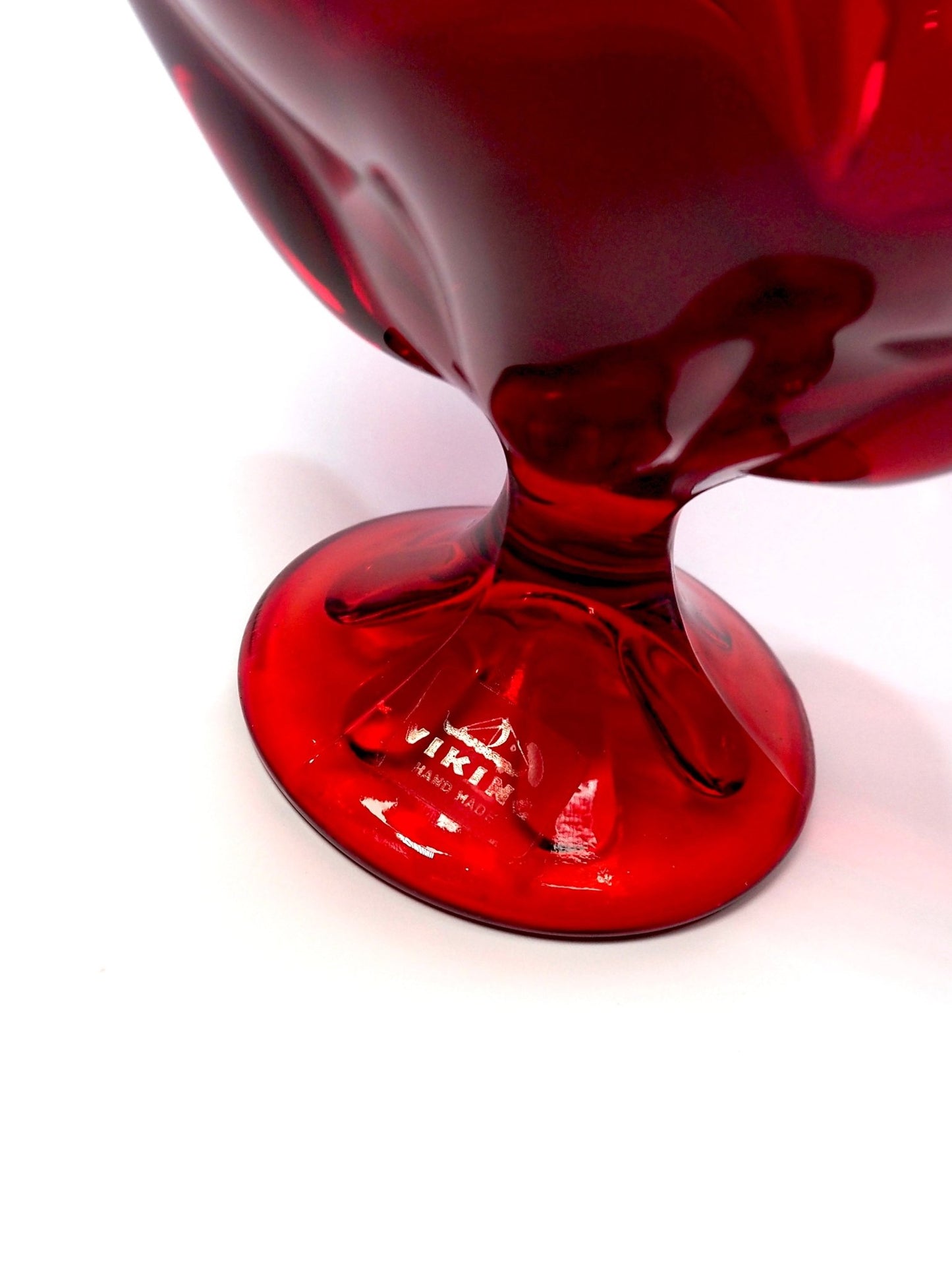 Mid Century Viking Glass Sculptural Pedestal Bowl - Georgie's NYC - Decorative Objects