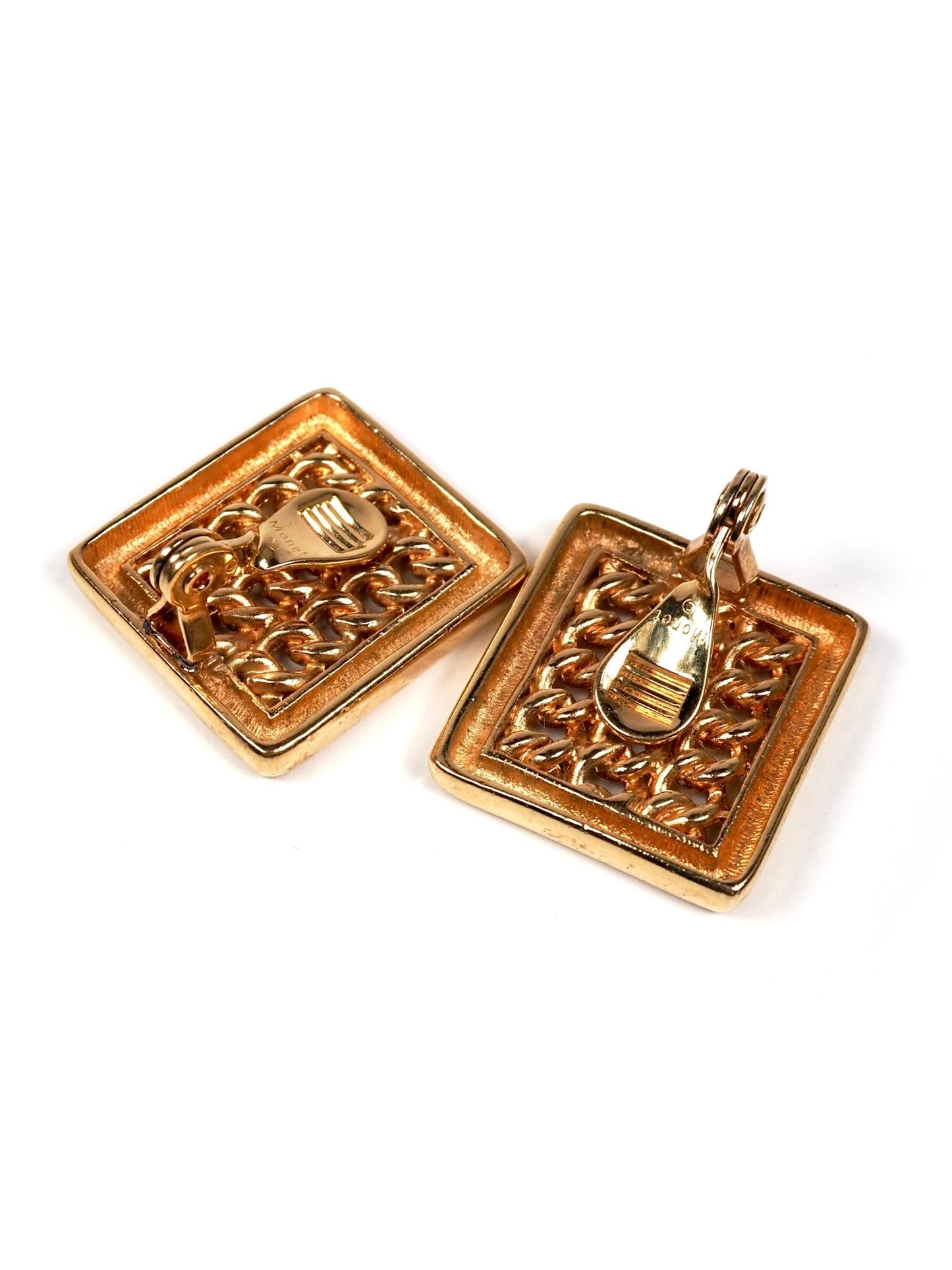 Monet Mid Century Gold Square Chain Link Earrings - Georgie's NYC - Earrings